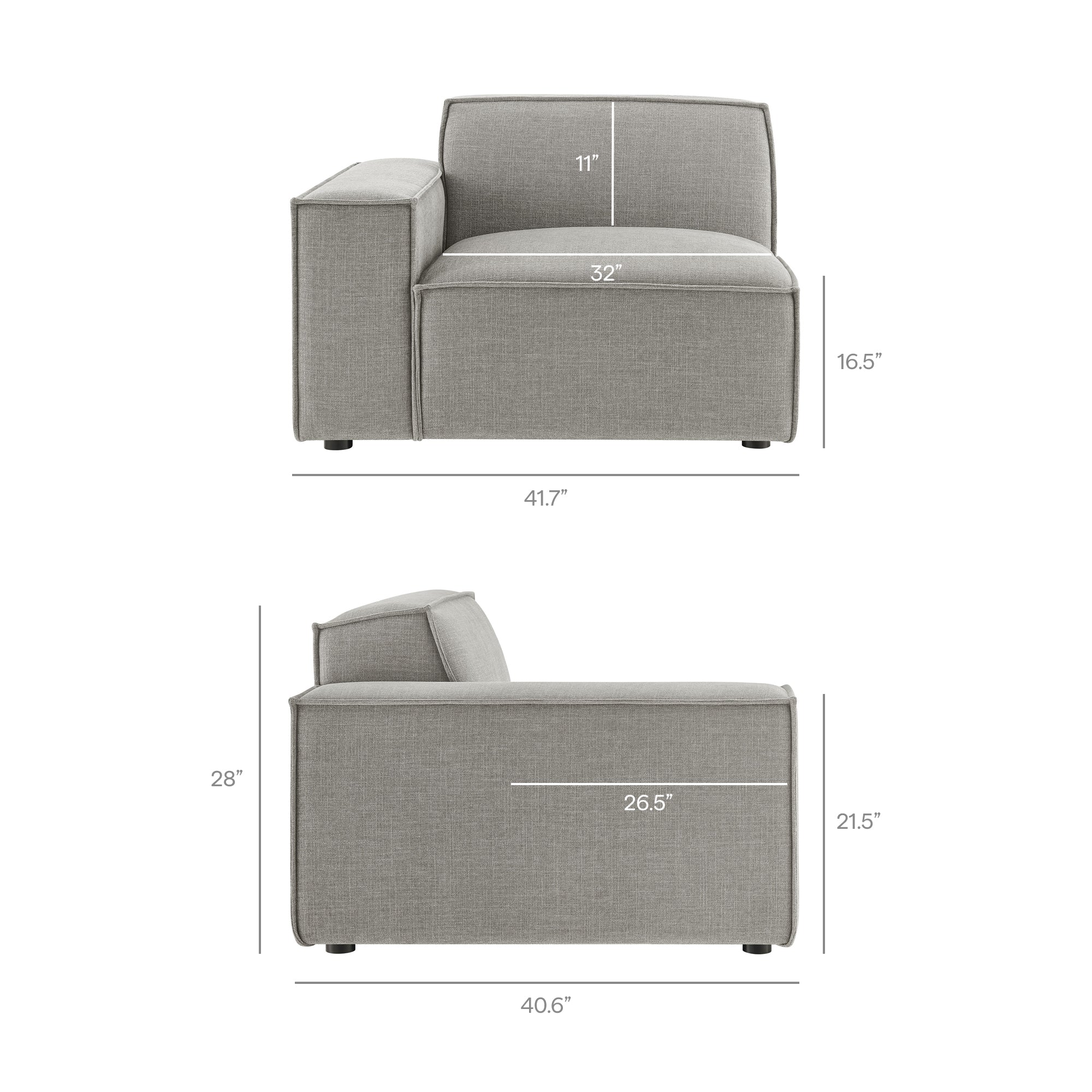 Restore 3-Piece Performance Fabric Upholstered Modular L-Shaped Sectional Sofa