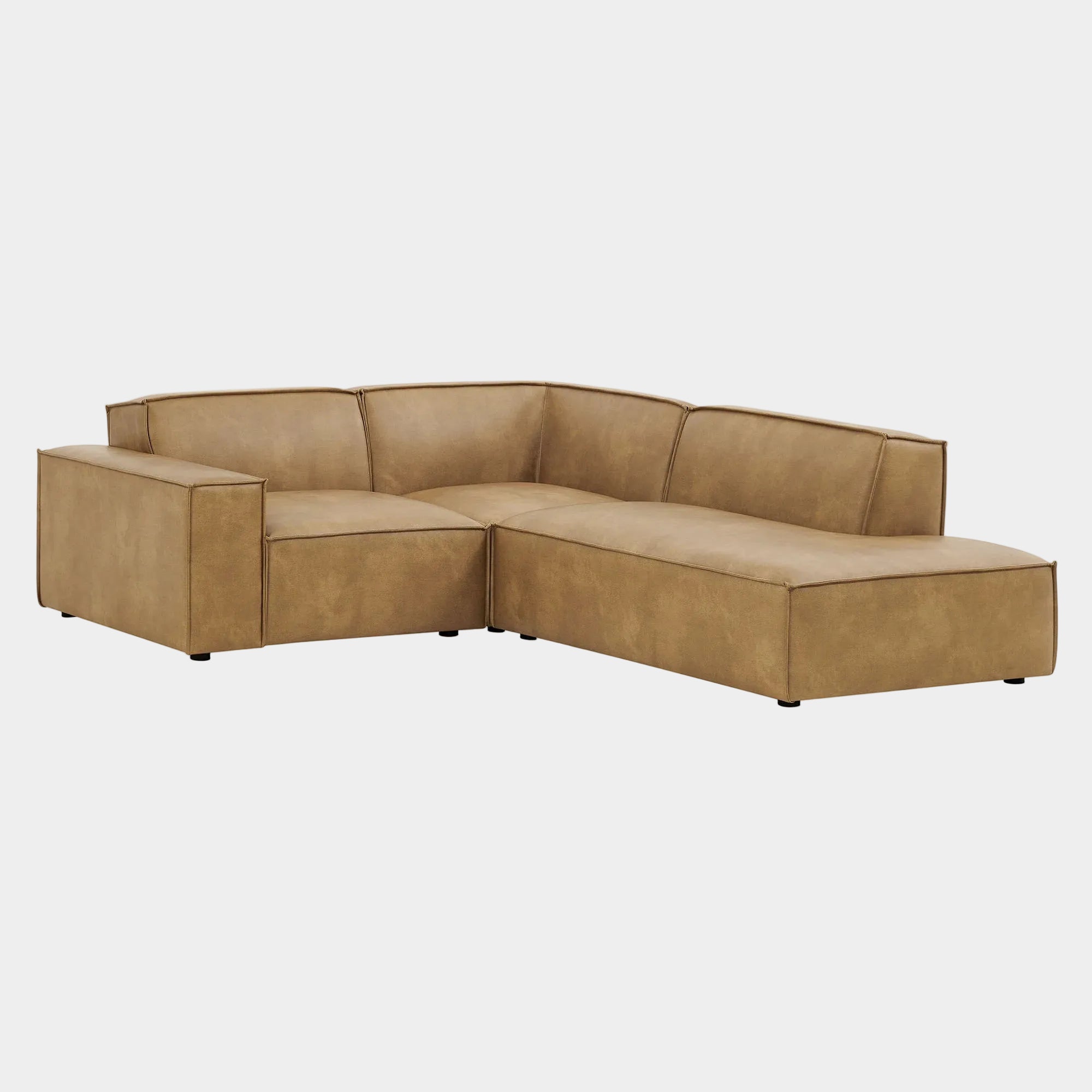Restore 3-Piece Vegan Leather Modular L-Shaped Sectional Sofa