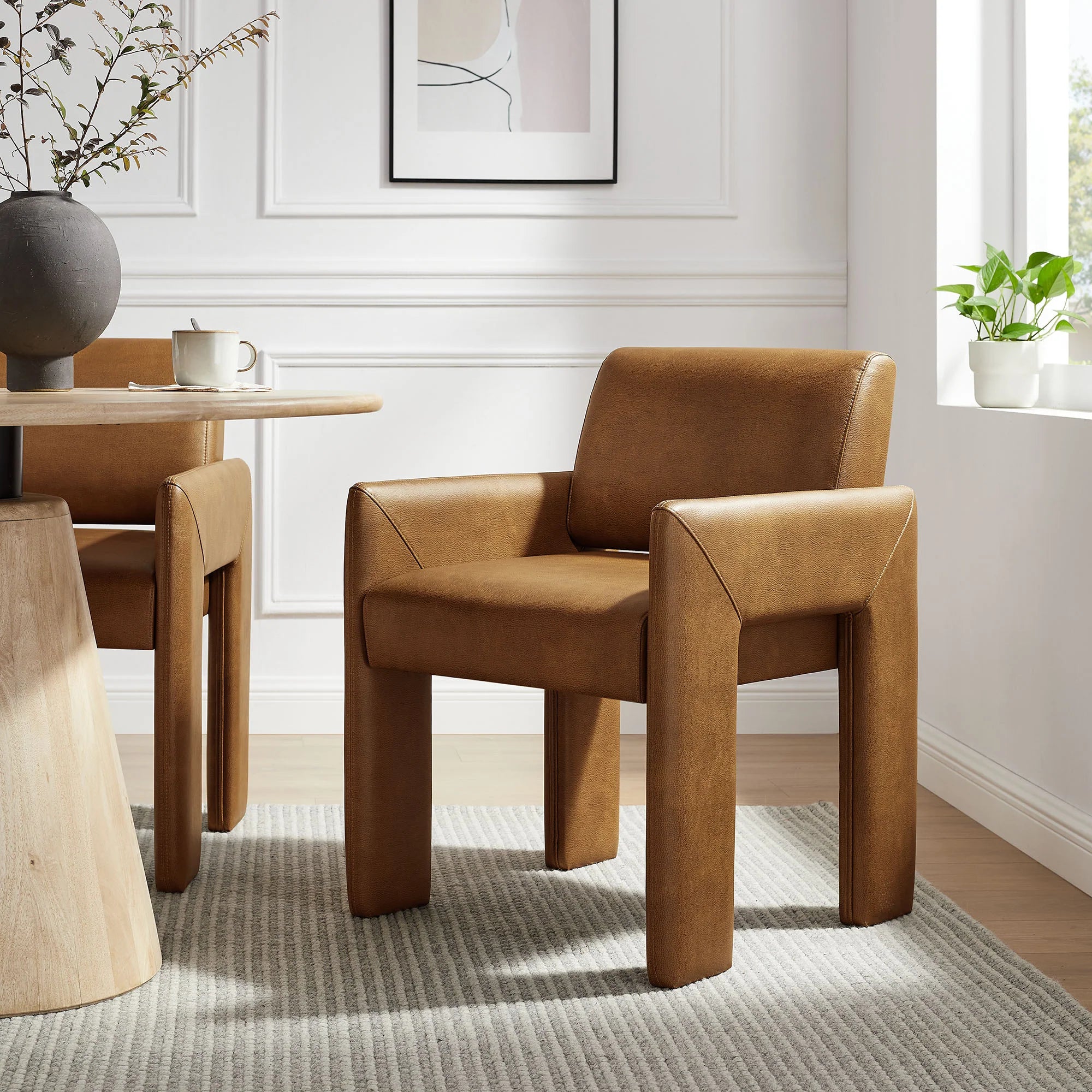 Daven Vegan Leather Dining Armchair