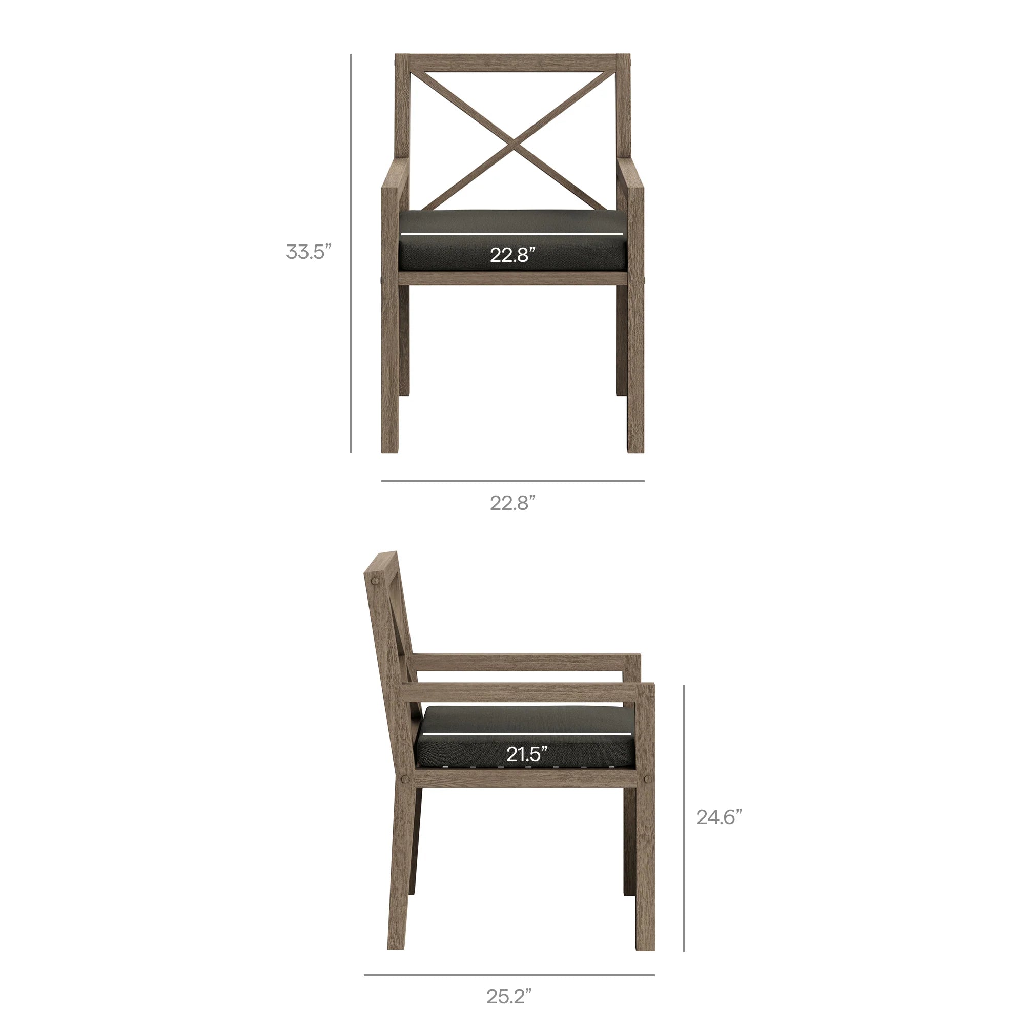 Northlake 7-Piece Outdoor Patio Teak Wood Dining Set in Weathered Gray