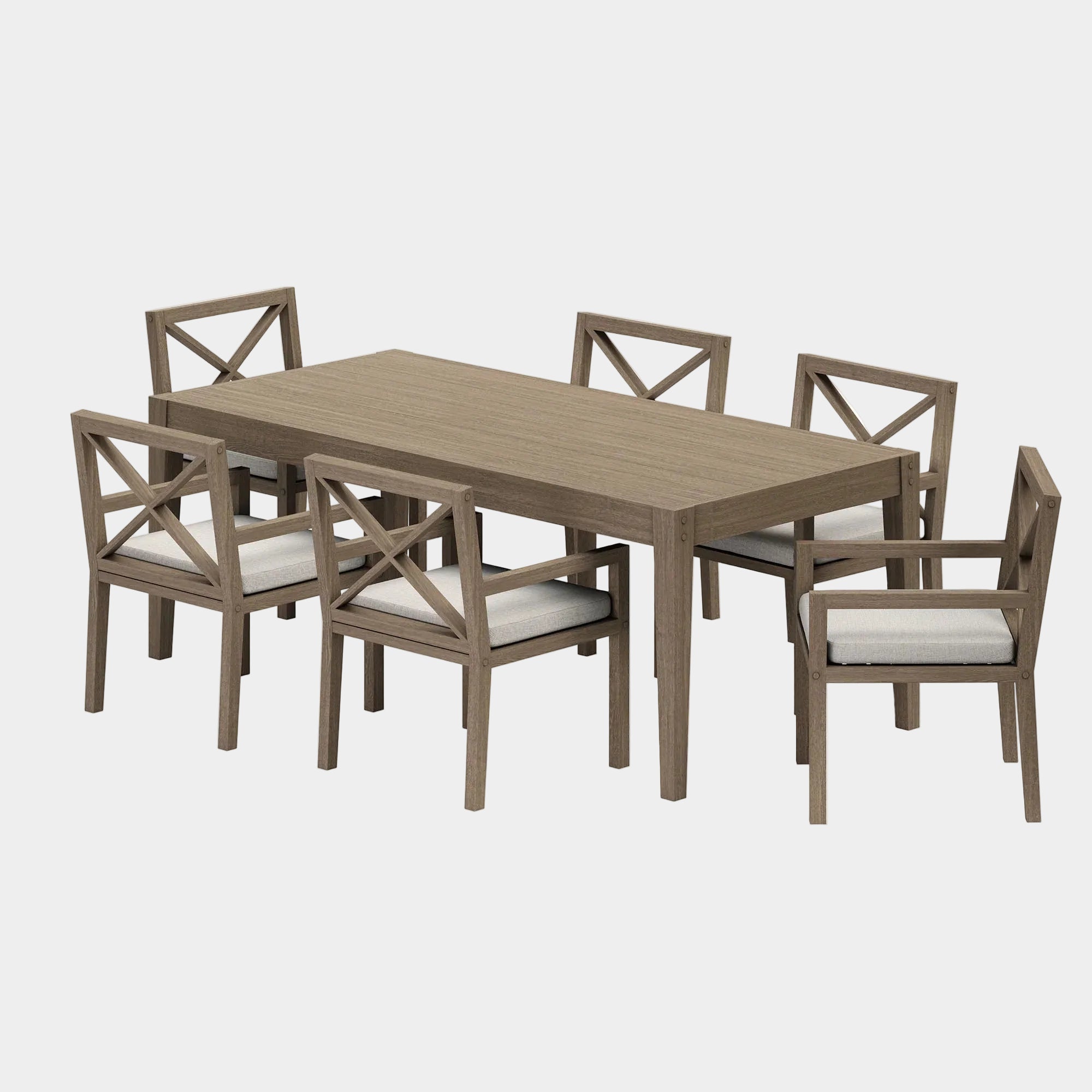 Northlake 7-Piece Outdoor Patio Teak Wood Dining Set in Weathered Gray