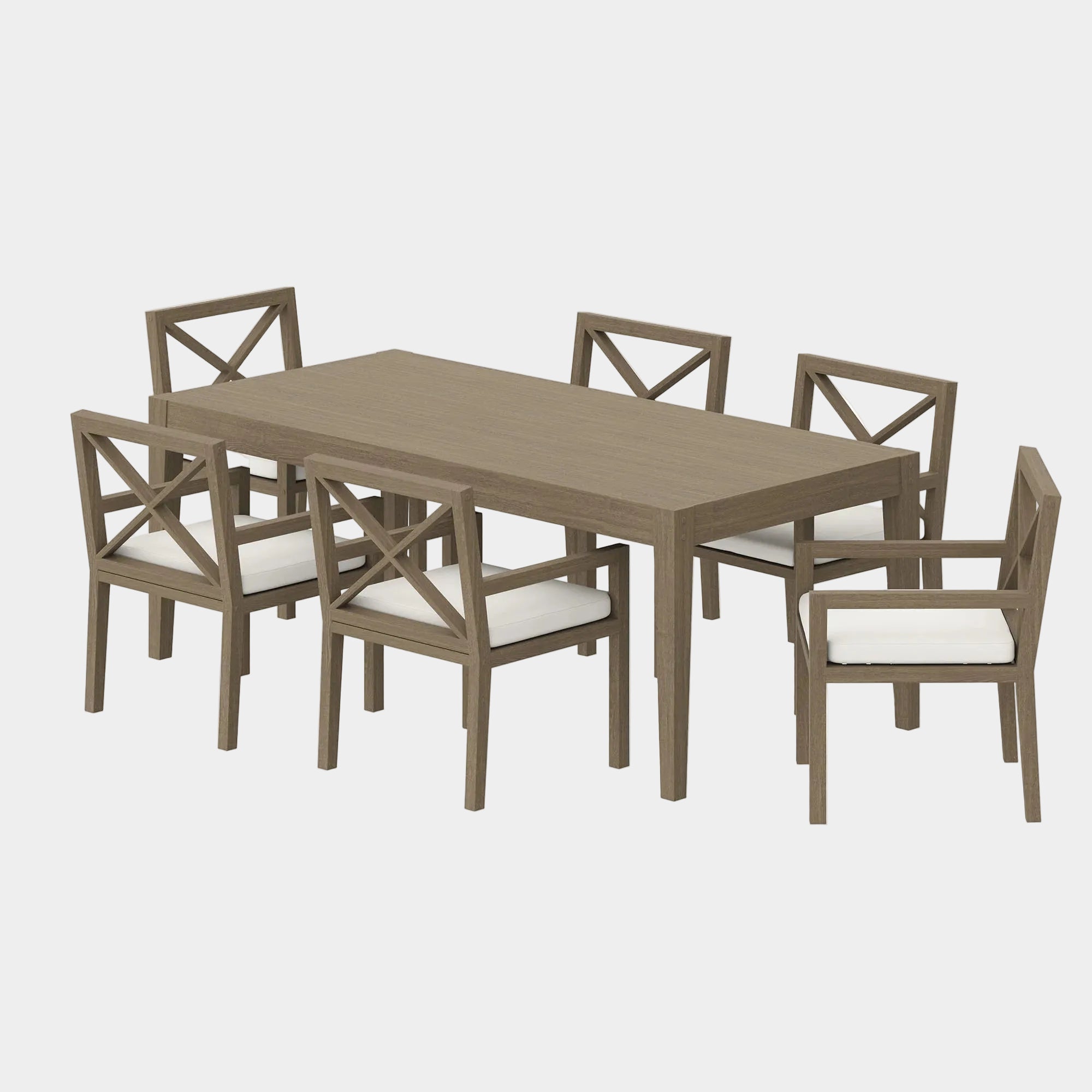Northlake 7-Piece Outdoor Patio Teak Wood Dining Set in Weathered Gray