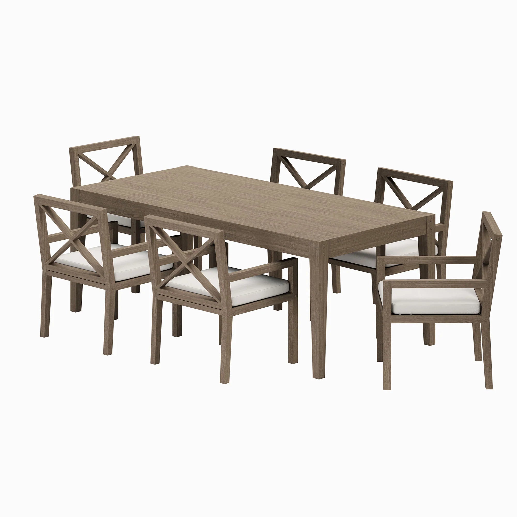 Northlake 7-Piece Outdoor Patio Teak Wood Dining Set in Weathered Gray