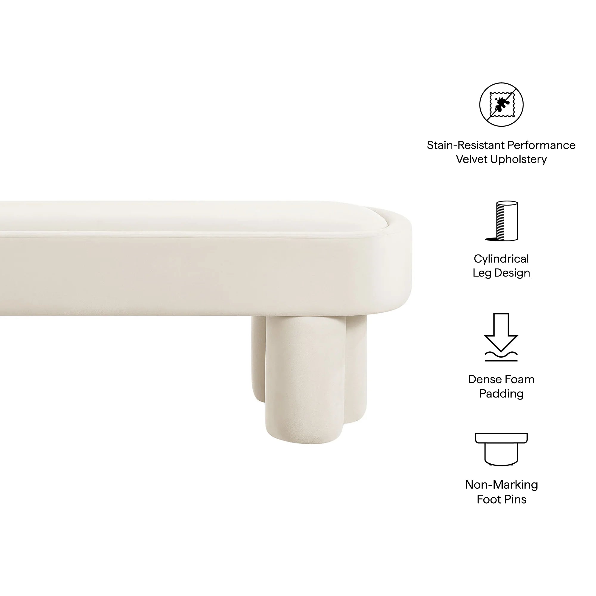 Mossi Oval Performance Velvet Accent Bench