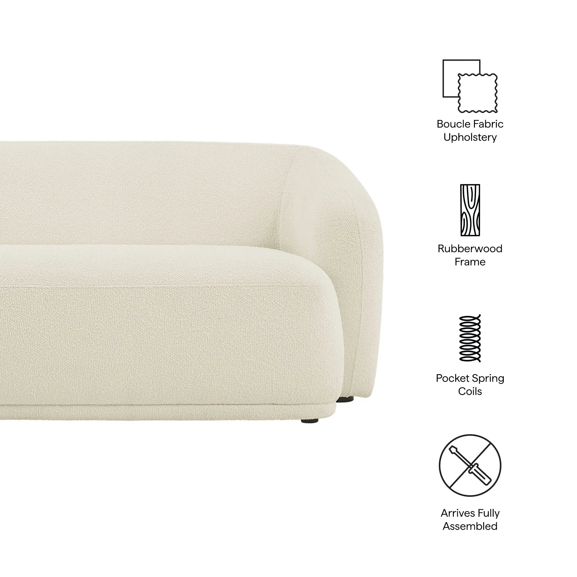 Monica 88 Inch Boucle Fabric Sofa
