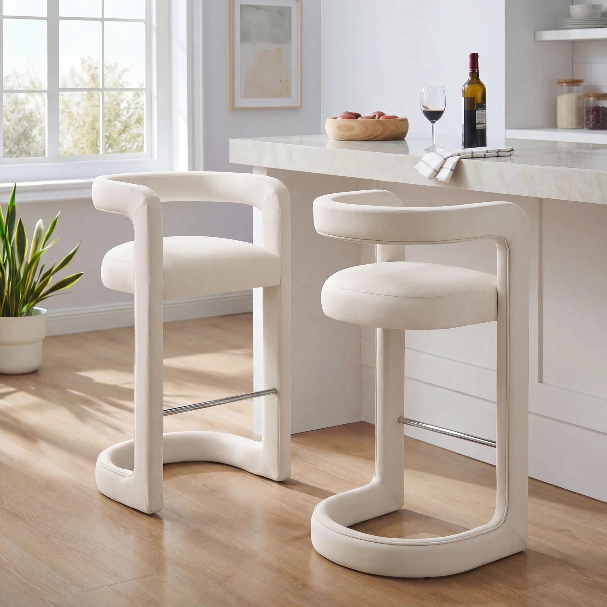 Winslow Performance Velvet Bar Stool Set of 2