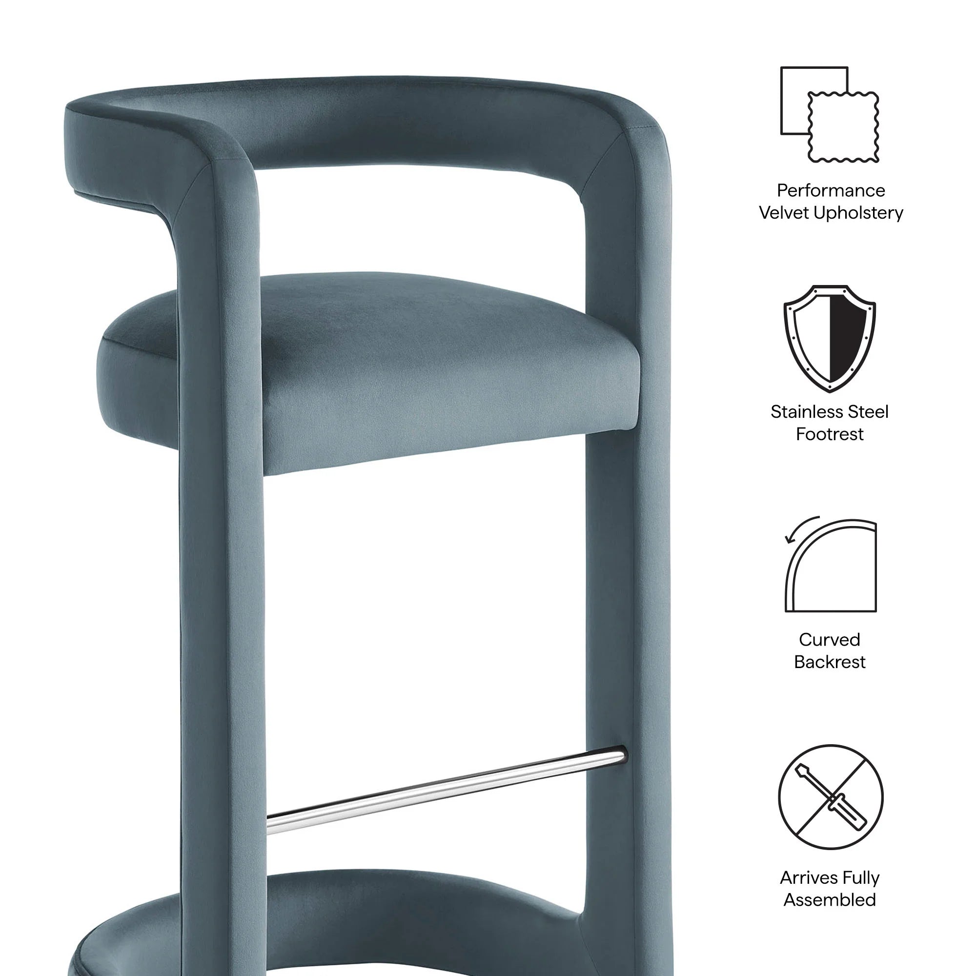 Winslow Performance Velvet Bar Stool Set of 2