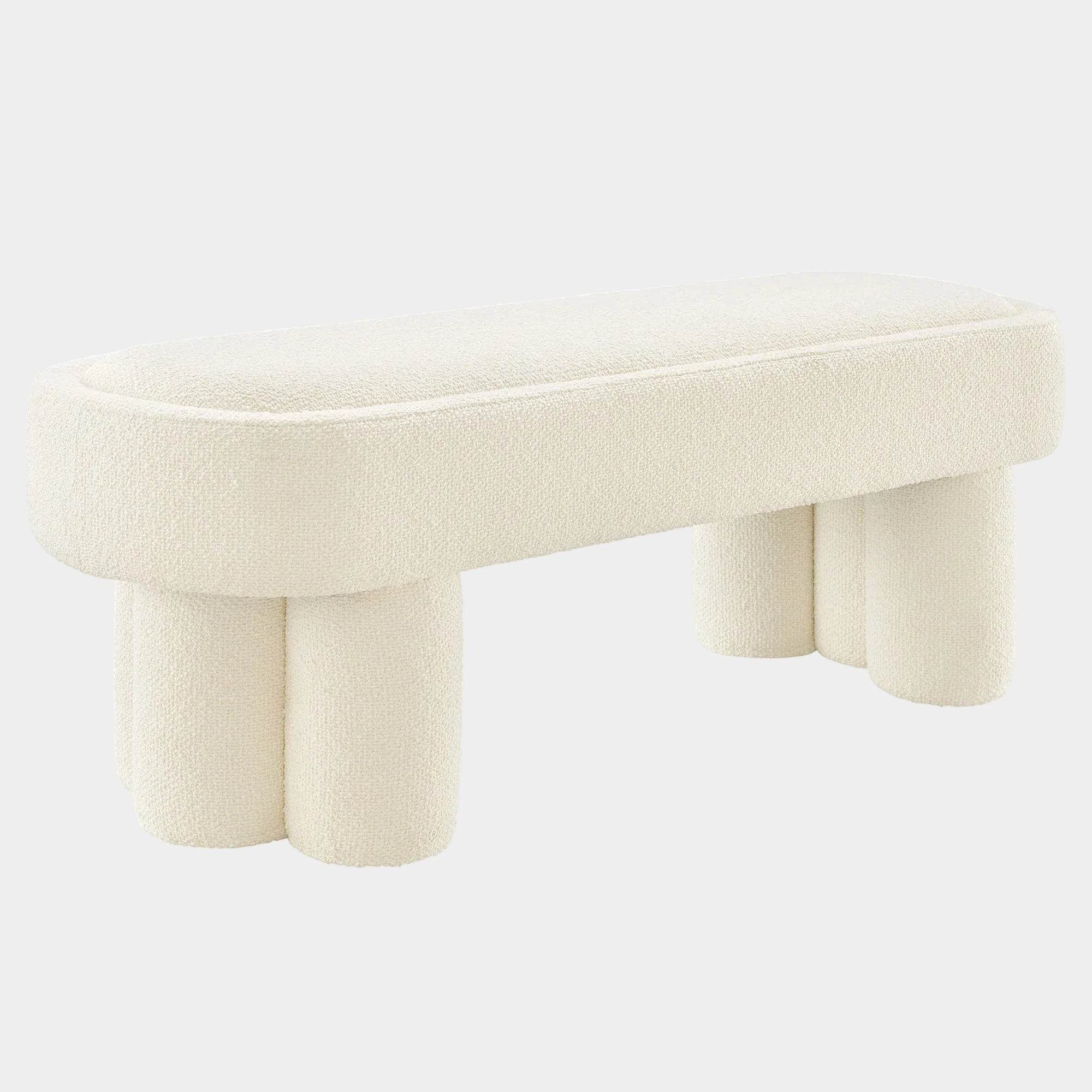 Mossi 52-Inch Oval Boucle Fabric Bench