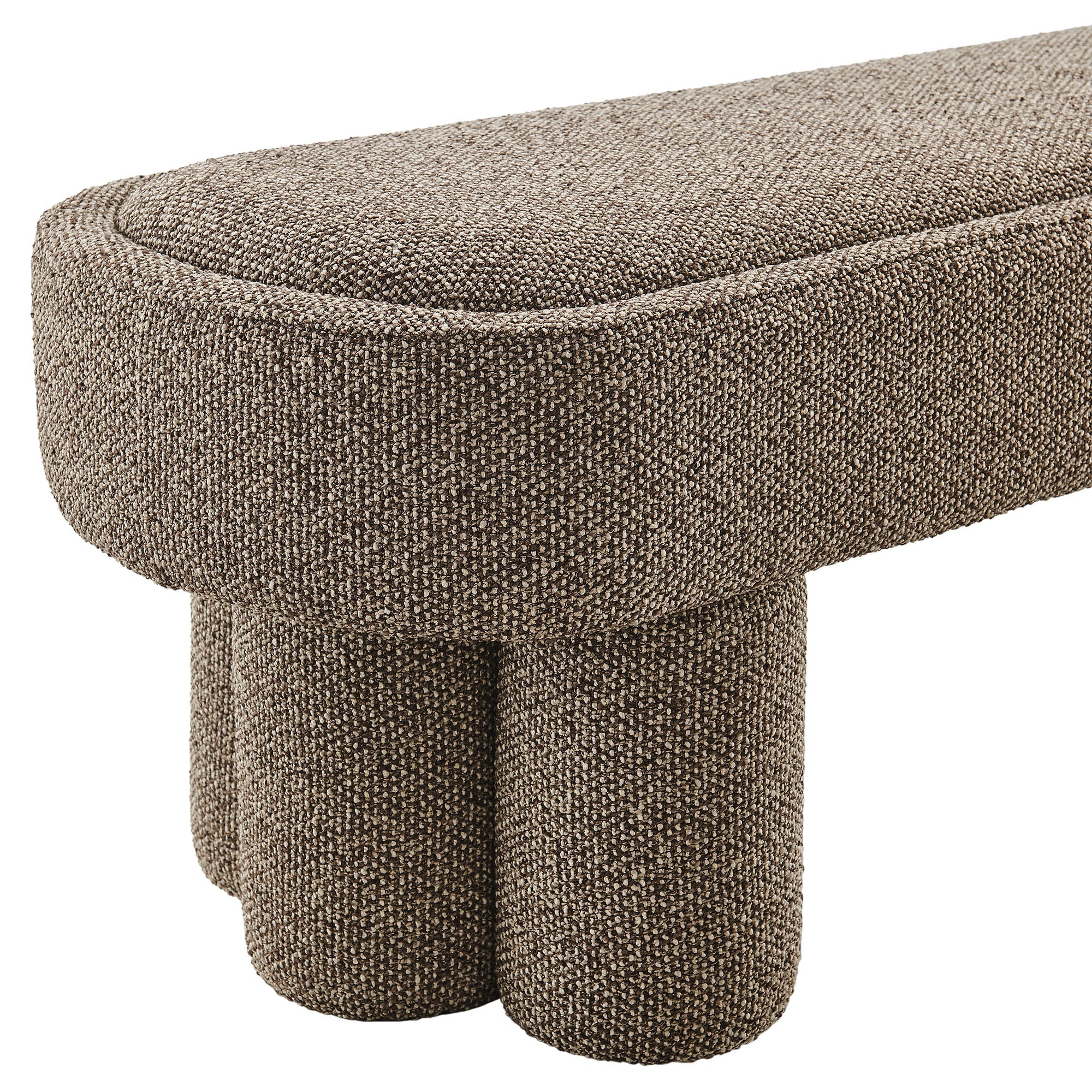 Mossi 52-Inch Oval Boucle Fabric Bench