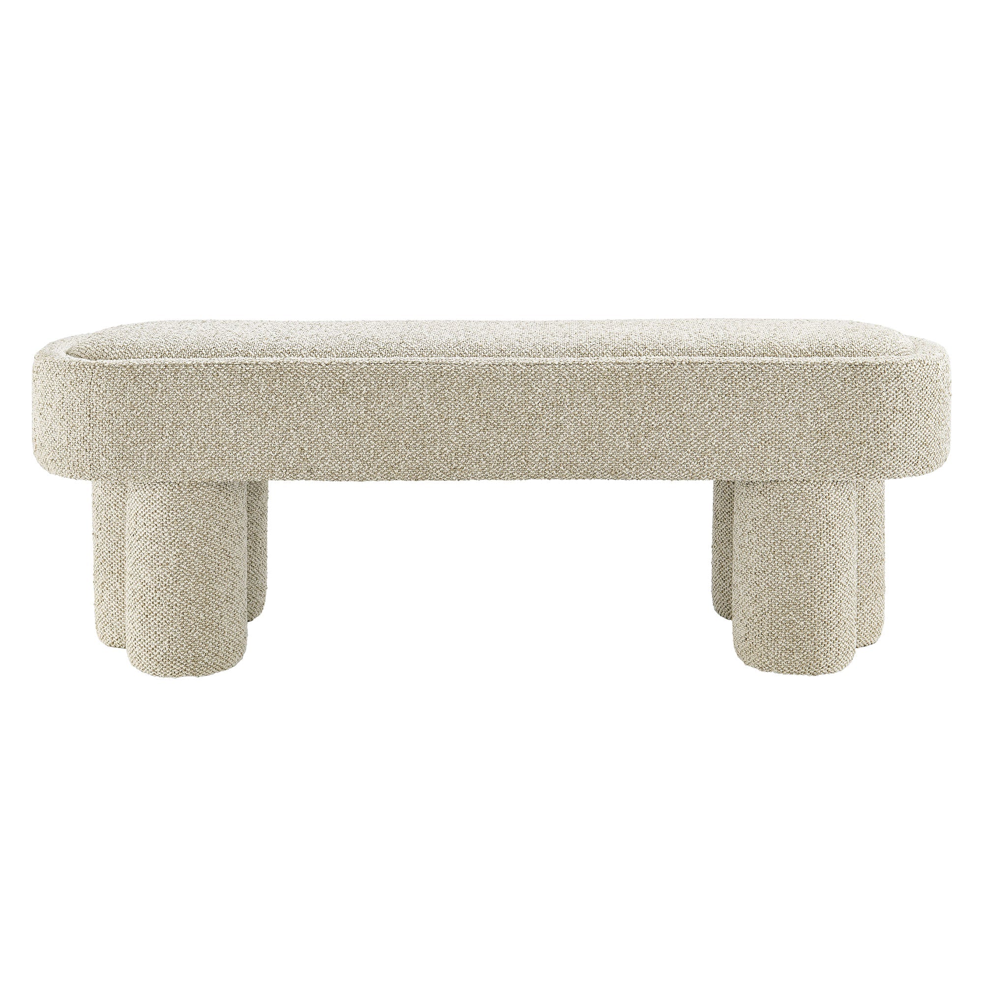 Mossi 52-Inch Oval Boucle Fabric Bench