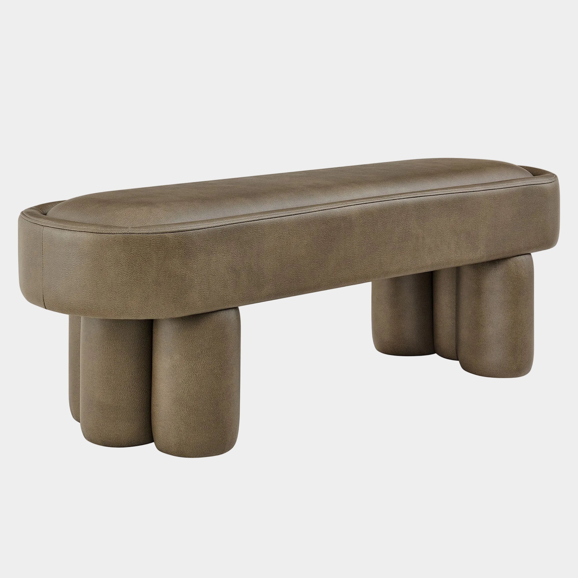 Mossi 52-Inch Oval Vegan Leather Bench