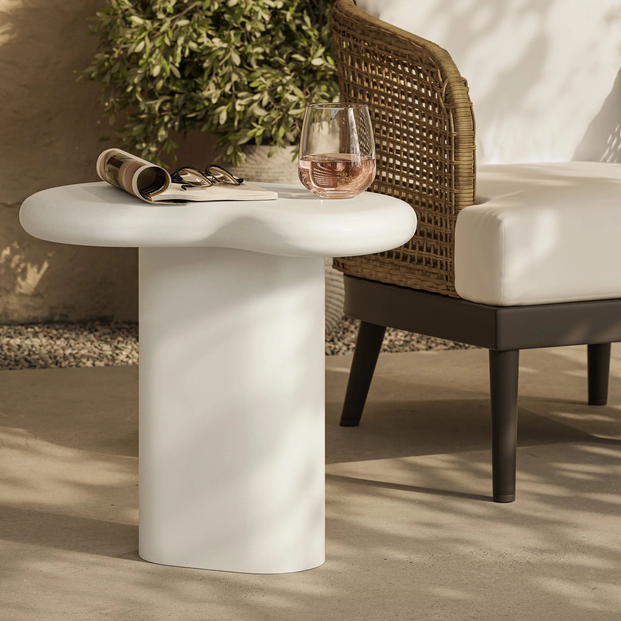 Elowen Outdoor Side Table in White
