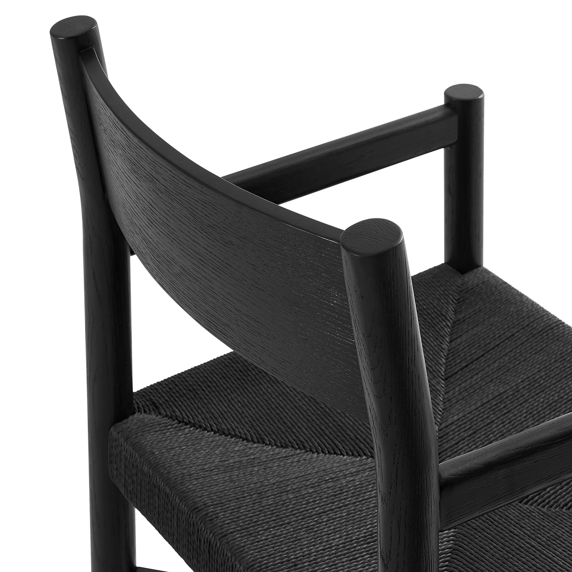 Alvia Wood Dining Armchairs With Woven Seats Set of 2