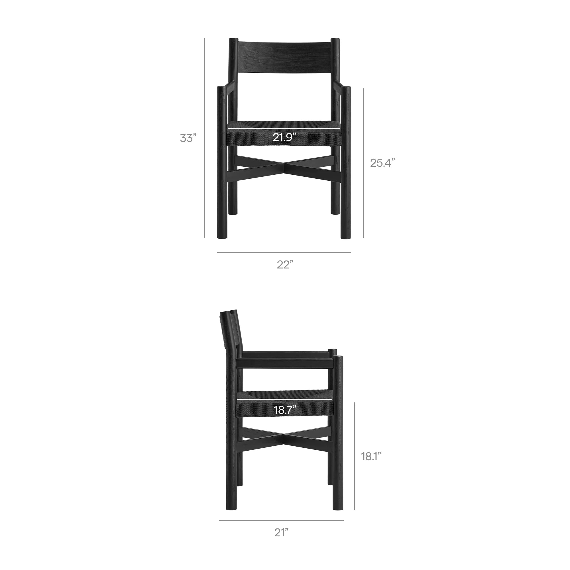 Alvia Wood Dining Armchairs With Woven Seats Set of 2
