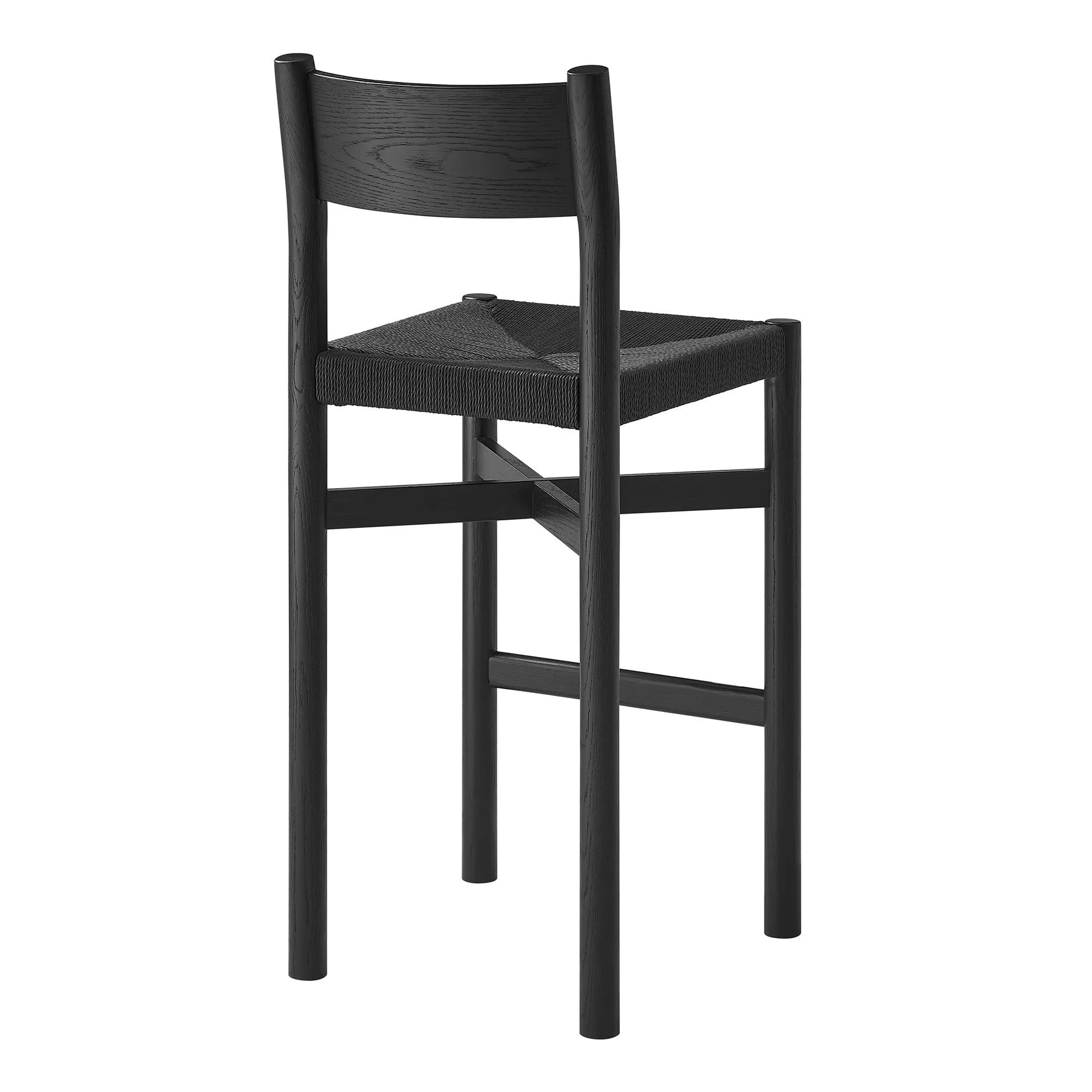 Alvia Oak Wood Bar Stools With Woven Seats Set of 2