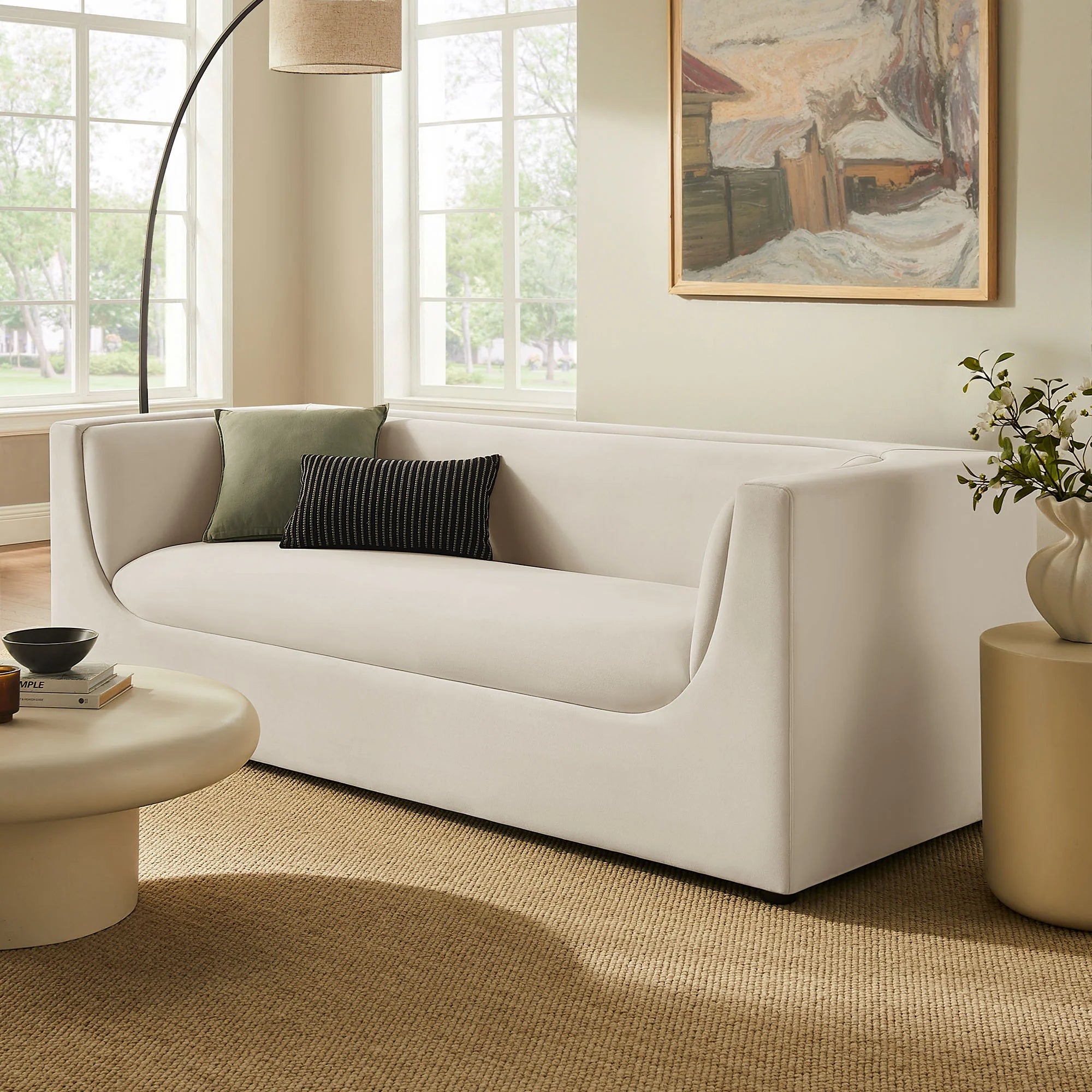 Hilda 86" Curved Back Performance Velvet Sofa