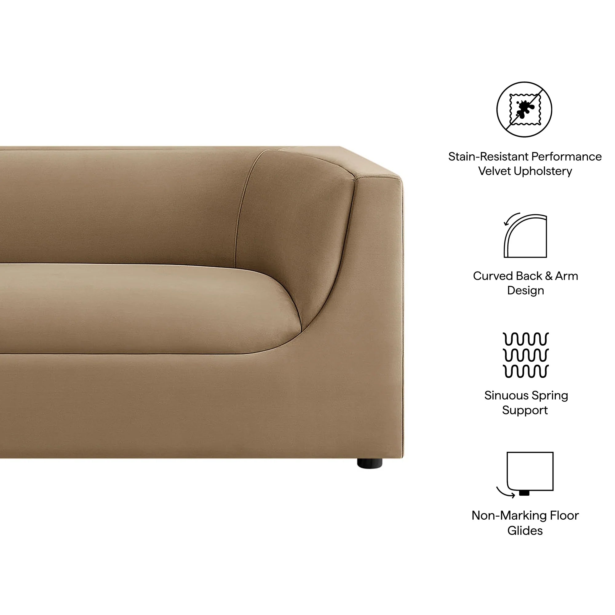 Hilda 86" Curved Back Performance Velvet Sofa