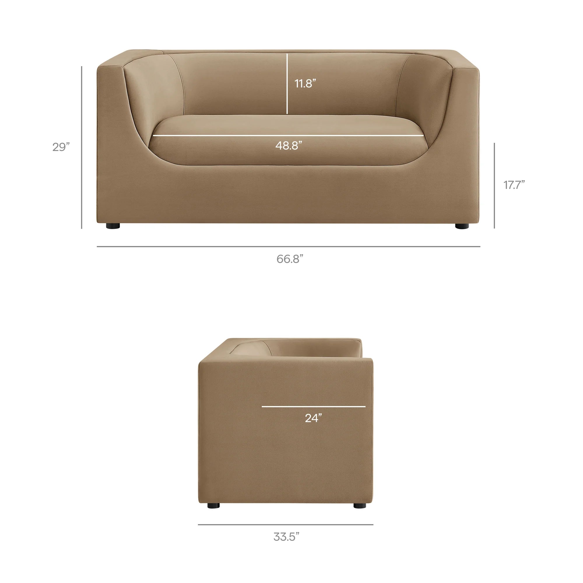 Hilda 67" Curved Back Performance Velvet Loveseat
