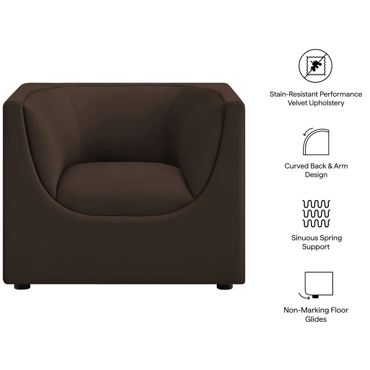 Hilda Curved Back Performance Velvet Armchair