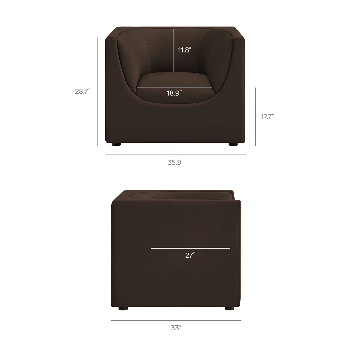 Hilda Curved Back Performance Velvet Armchair