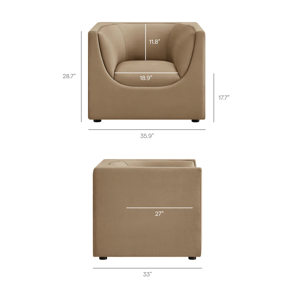 Hilda Curved Back Performance Velvet Armchair