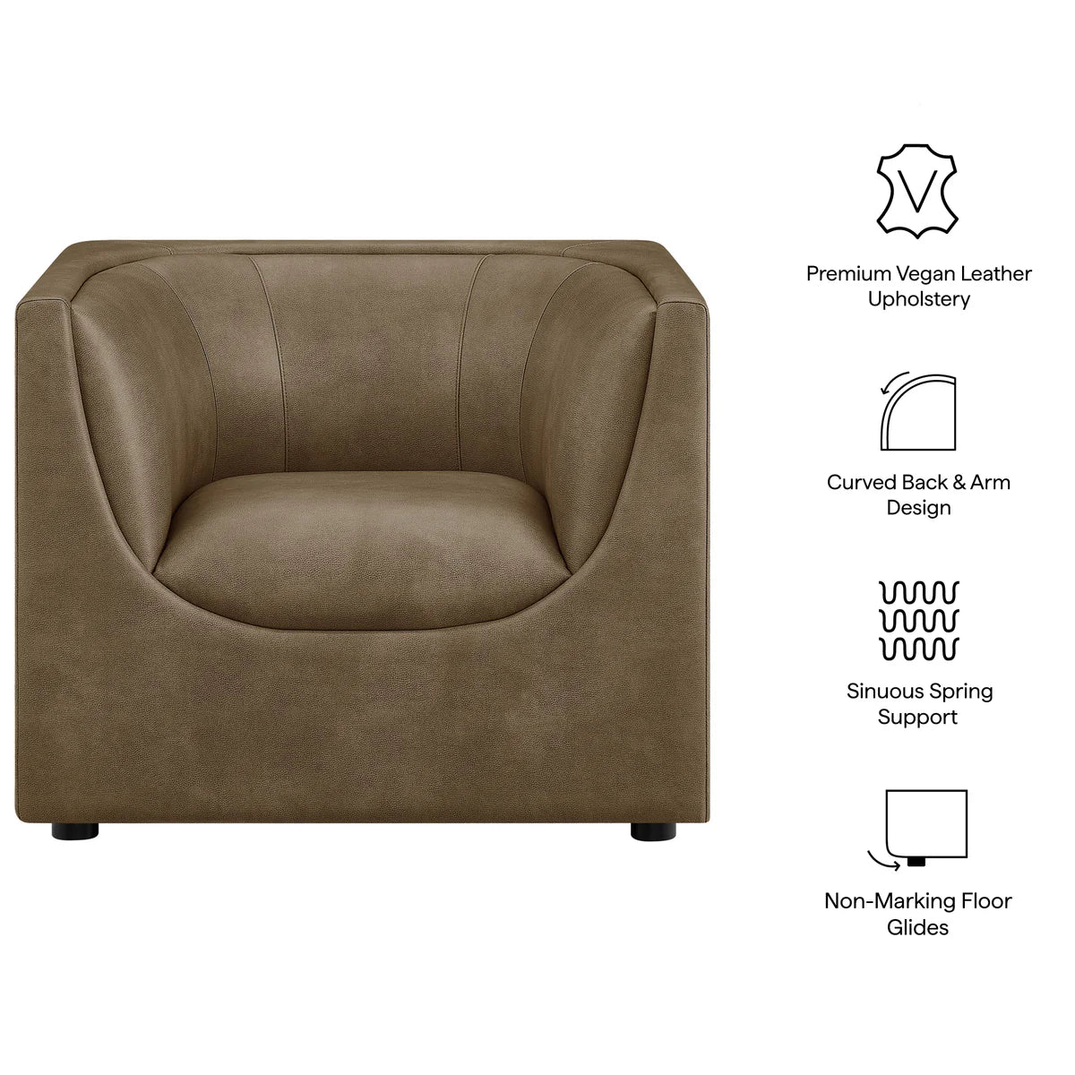 Hilda Curved Back Vegan Leather Armchair