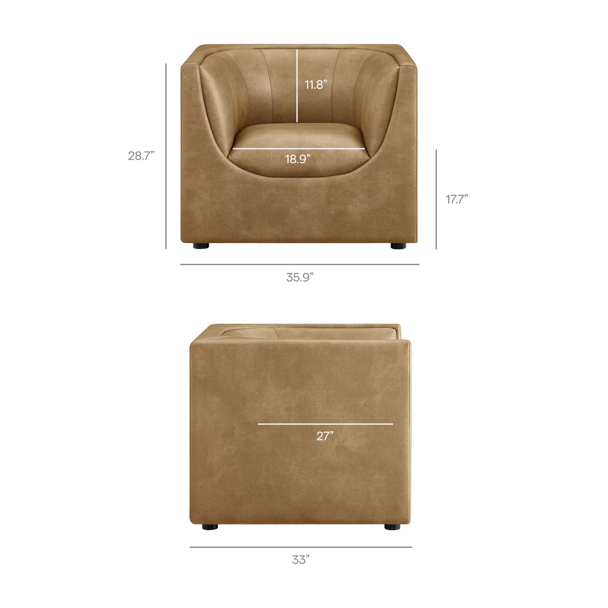 Hilda Curved Back Vegan Leather Armchair