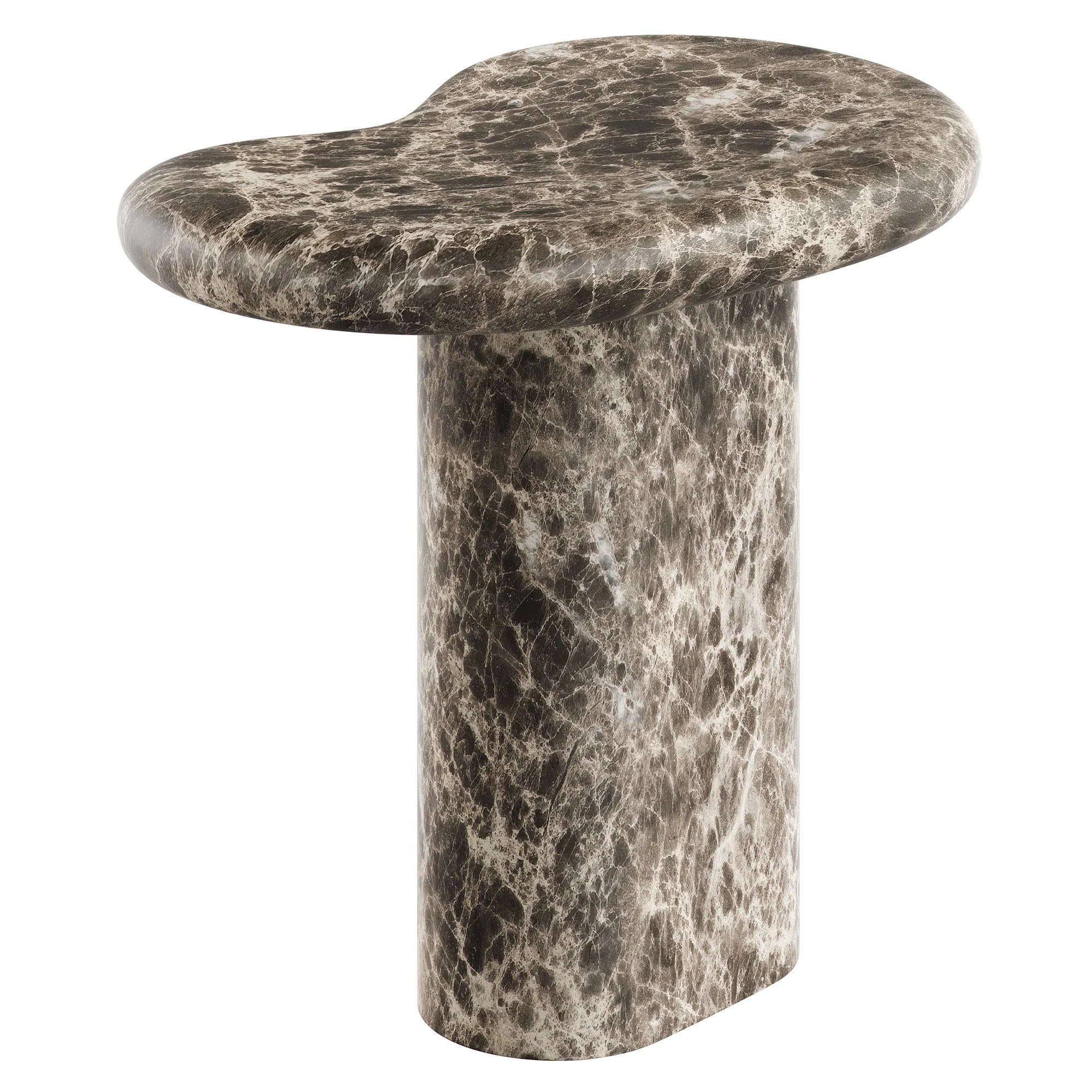 Table d'appoint en faux travertin texturé pour patio intérieur et extérieur Elowen en travertin