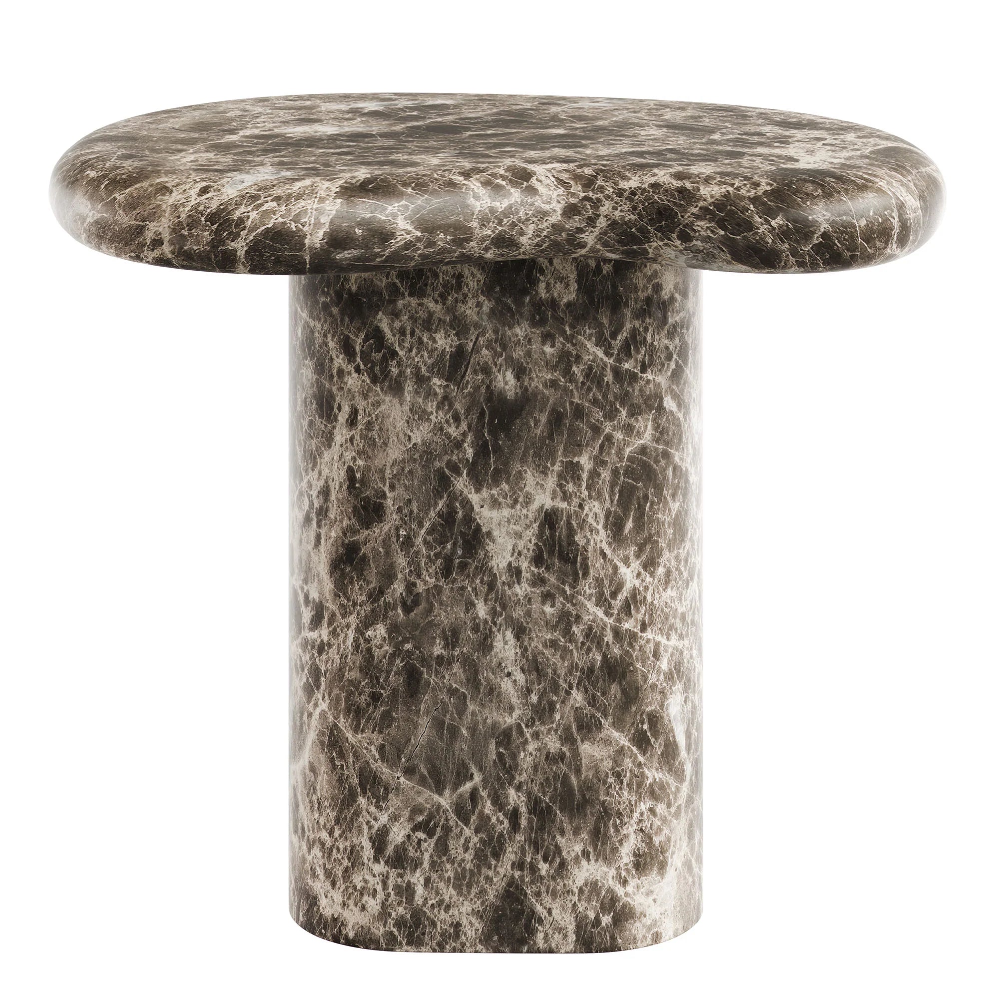 Table d'appoint en faux travertin texturé pour patio intérieur et extérieur Elowen en travertin