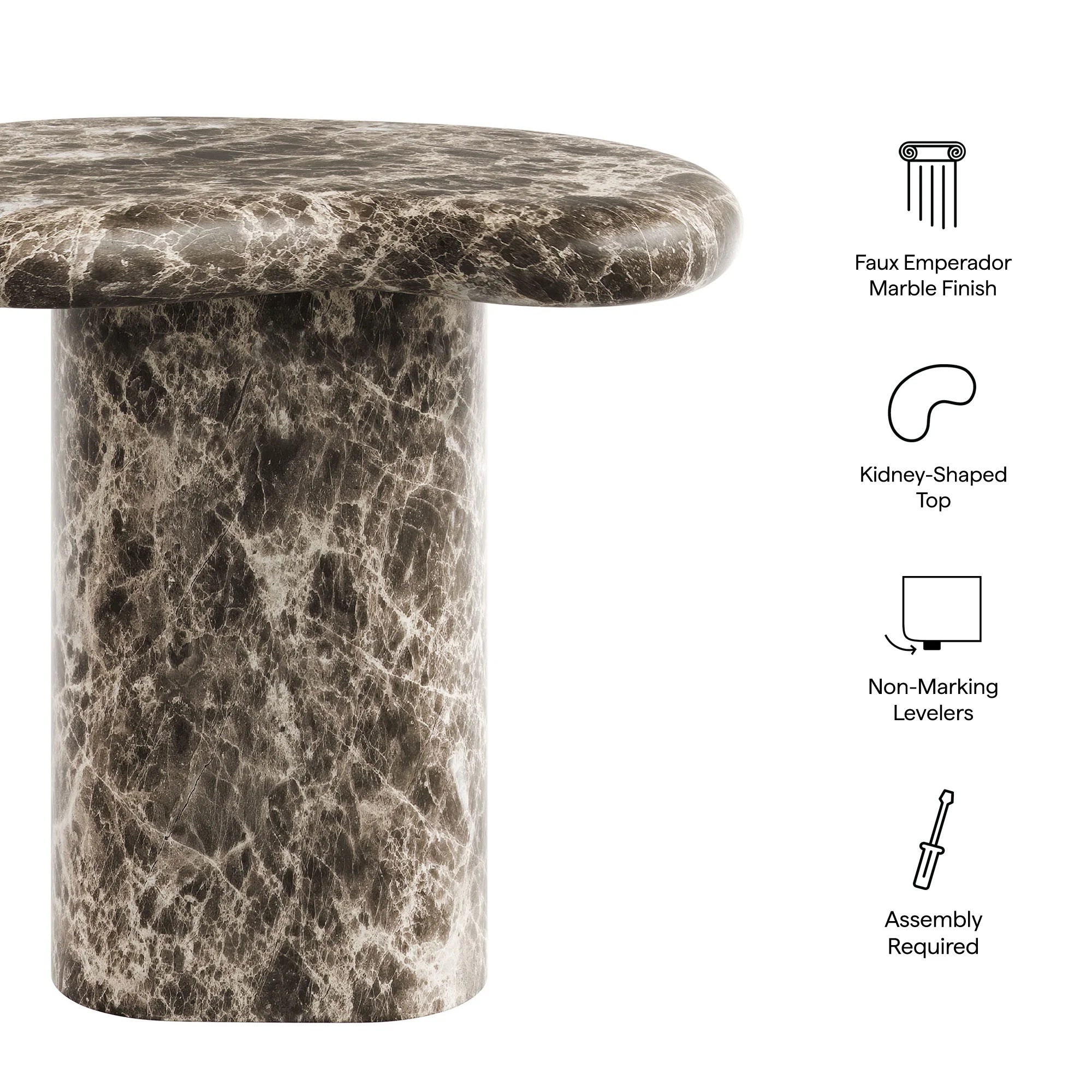 Table d'appoint en faux travertin texturé pour patio intérieur et extérieur Elowen en travertin