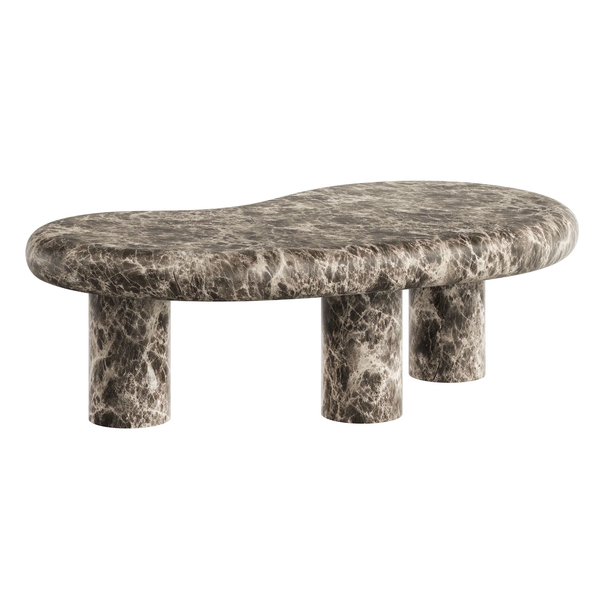 Table basse en travertin texturé pour patio intérieur et extérieur Elowen en travertin