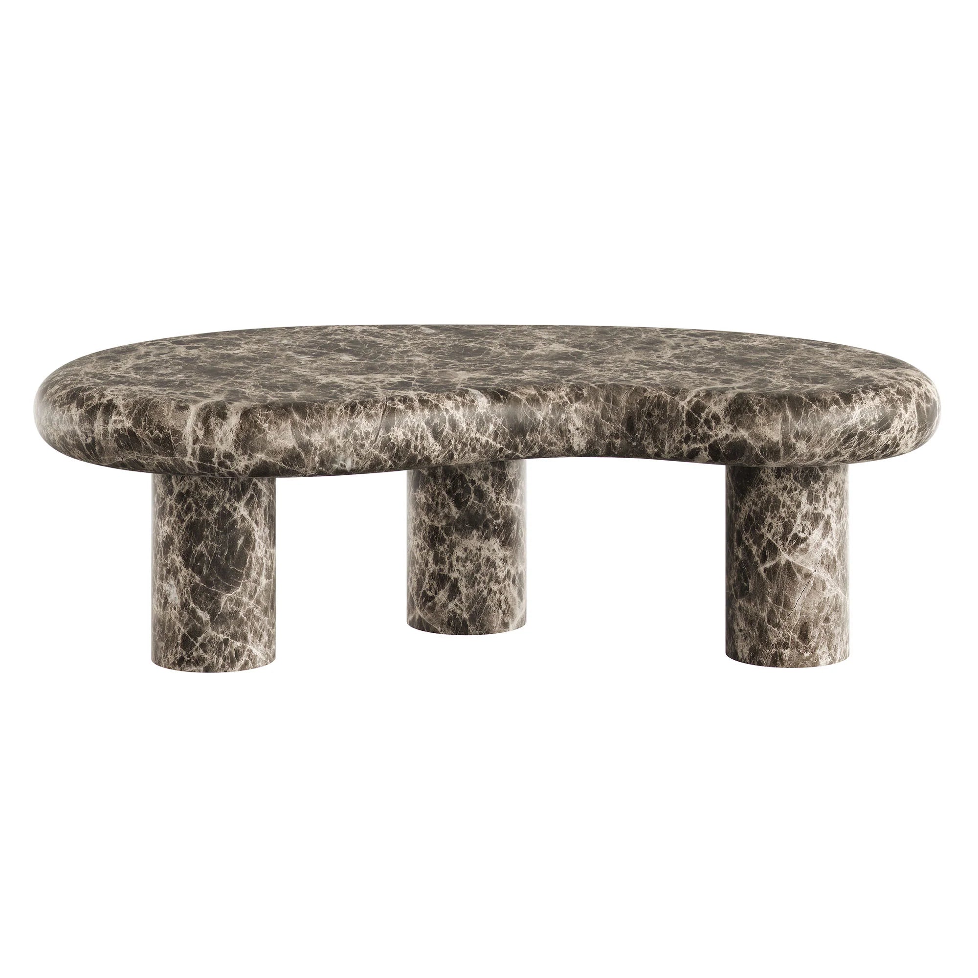 Table basse en travertin texturé pour patio intérieur et extérieur Elowen en travertin