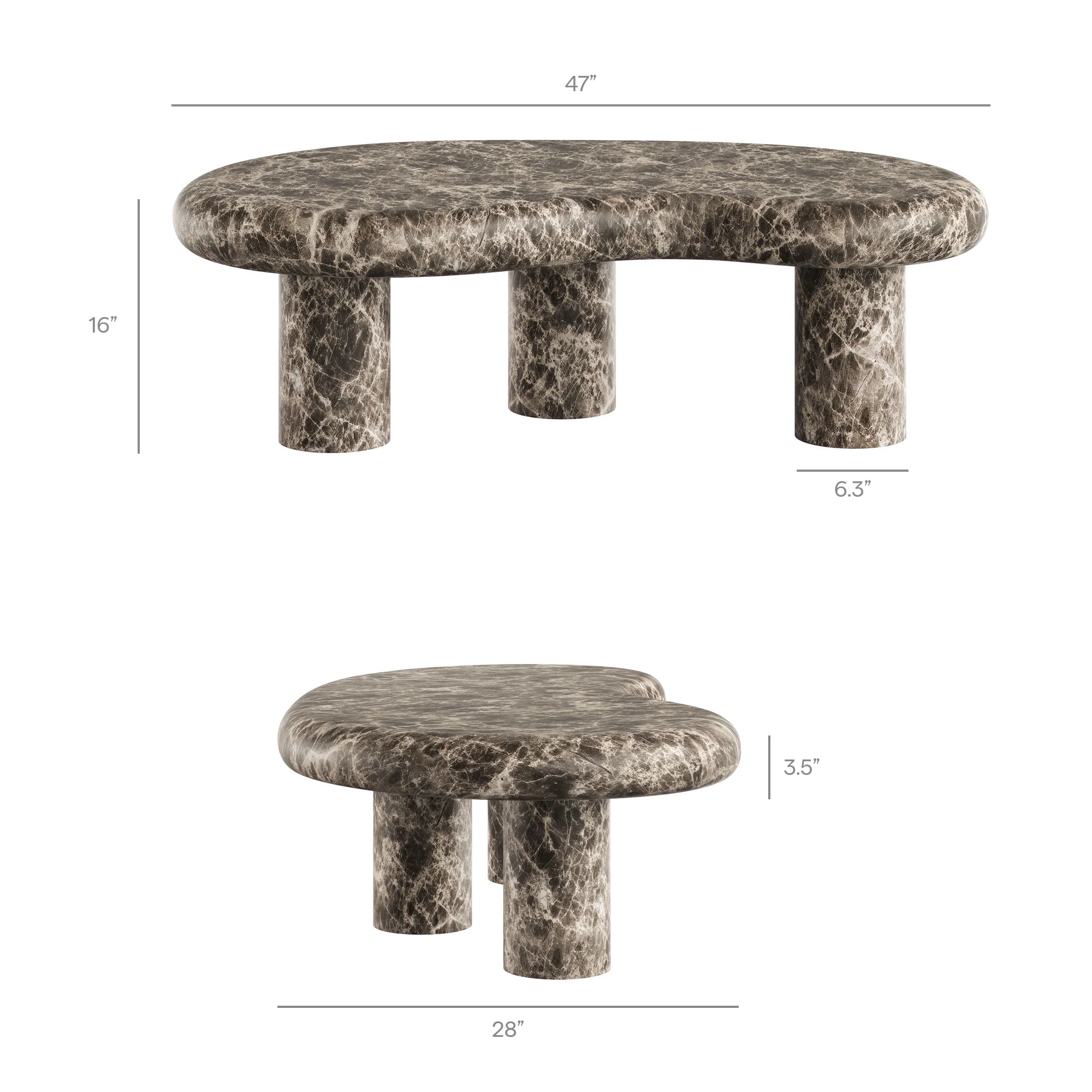 Table basse en travertin texturé pour patio intérieur et extérieur Elowen en travertin