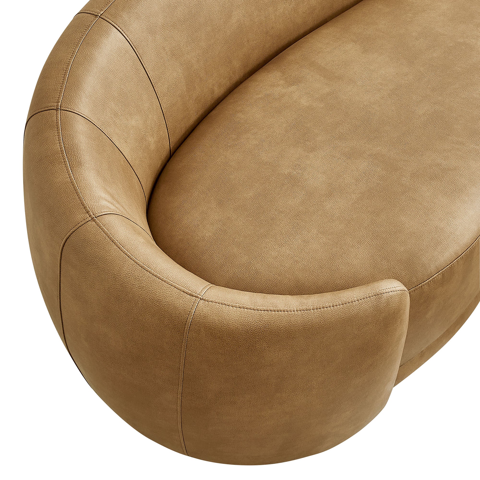Contessa Curved Vegan Leather Sofa in Toast