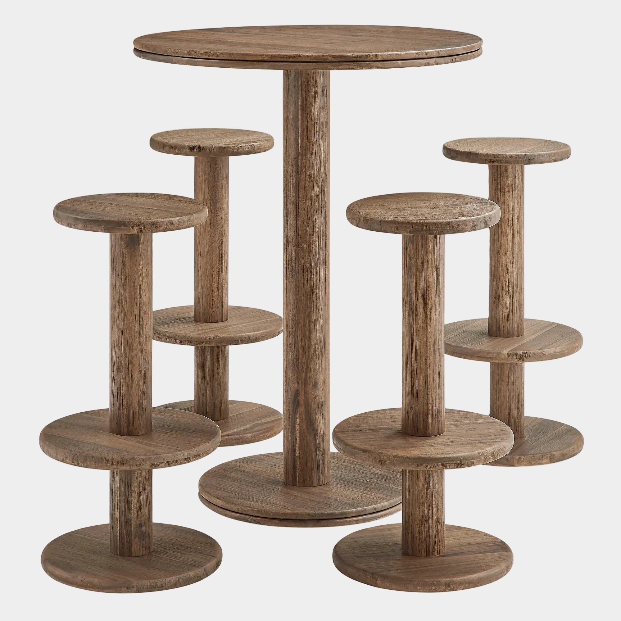 Neo 5-Piece Round Indoor - Outdoor Round Patio Bar Table And Stool Set