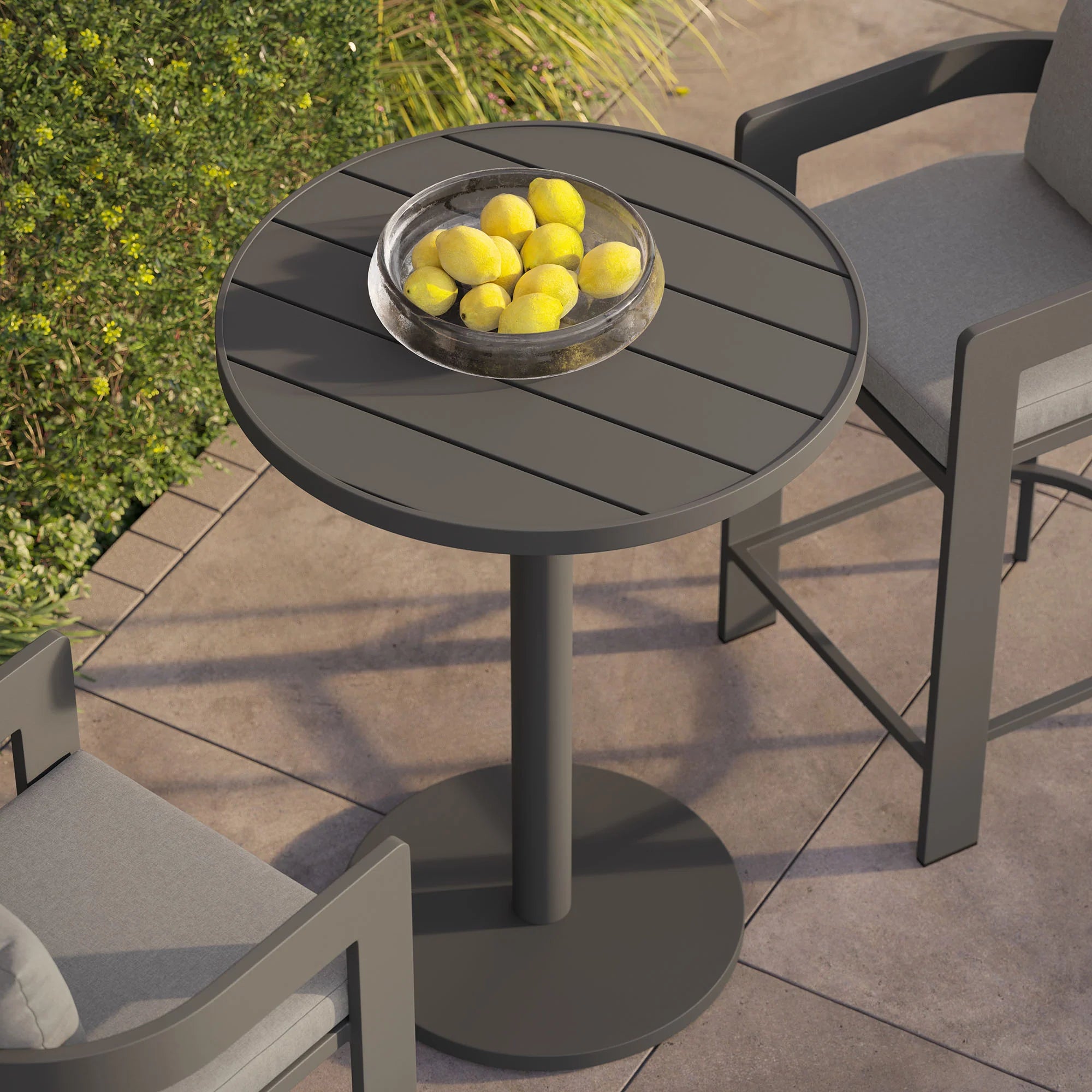 Tahoe 31 Inch Round Outdoor Aluminum Bar Table in Gray