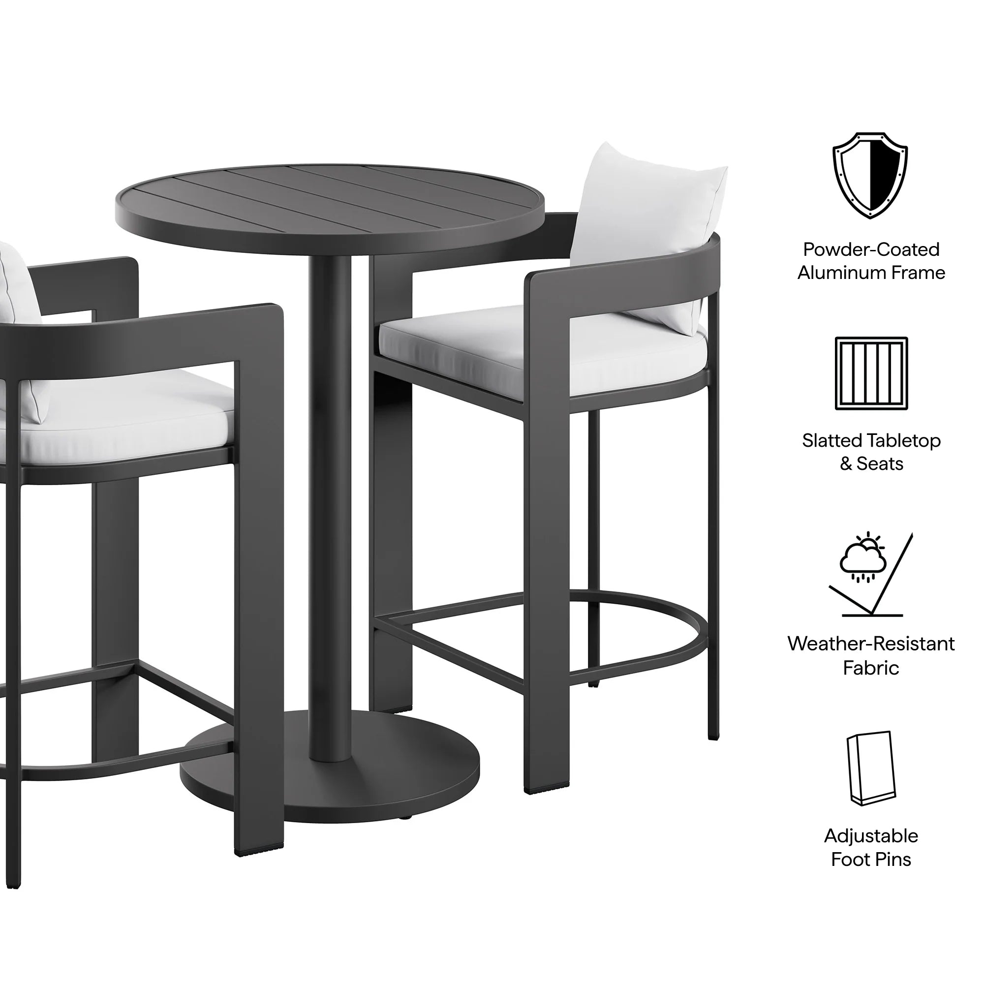 Tahoe 3-Piece Outdoor Aluminum Bar Set