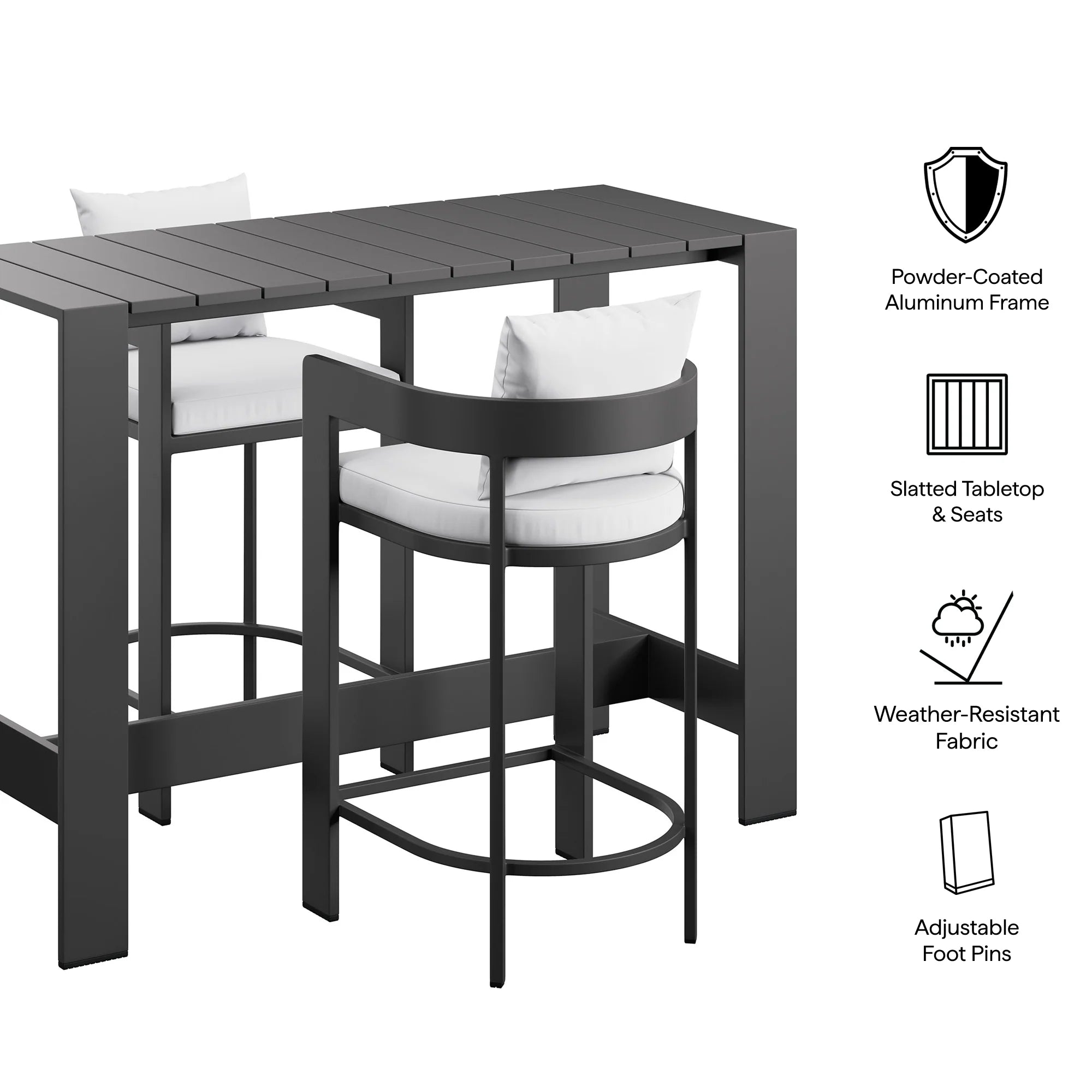 Tahoe 3-Piece Outdoor Aluminum Bar Table Set