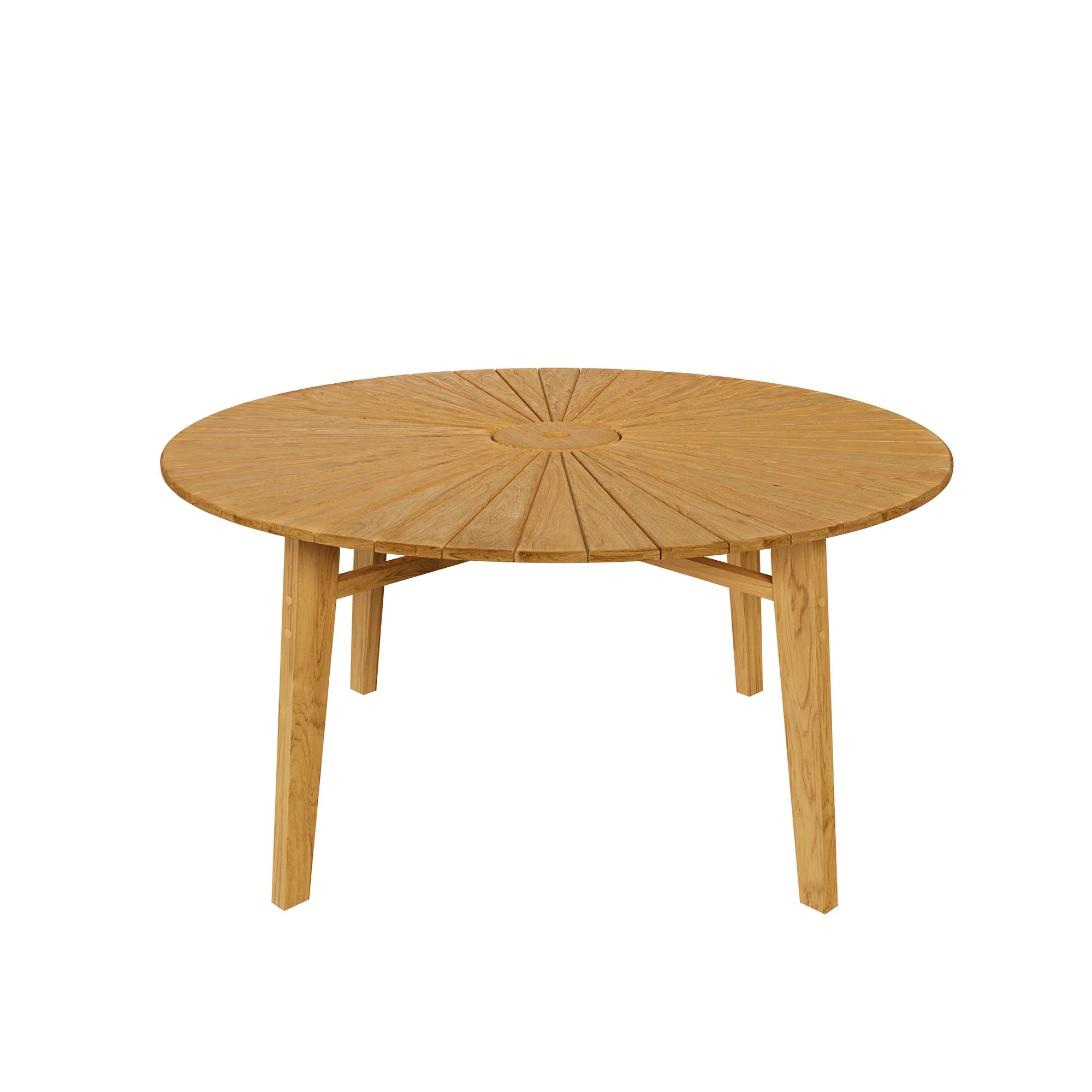 Cielo 59" Sunburst Outdoor Teak Dining Table in Natural