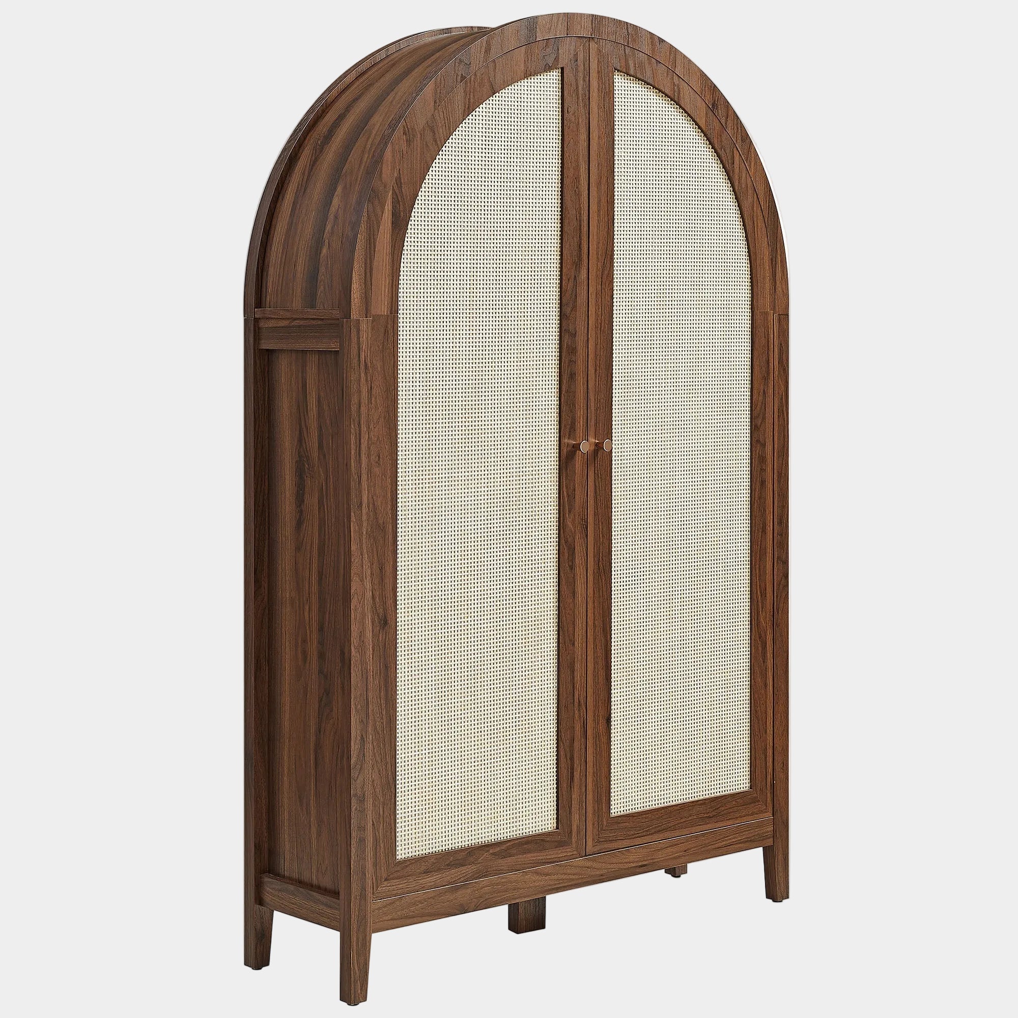 Calista 63 Inch Arched Storage Cabinet With Folding Desk
