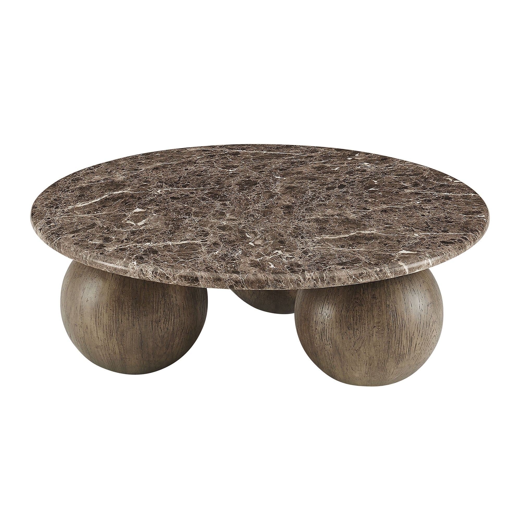 Pietra Indoor Outdoor Round Coffee Table in Dark Emperador Marble