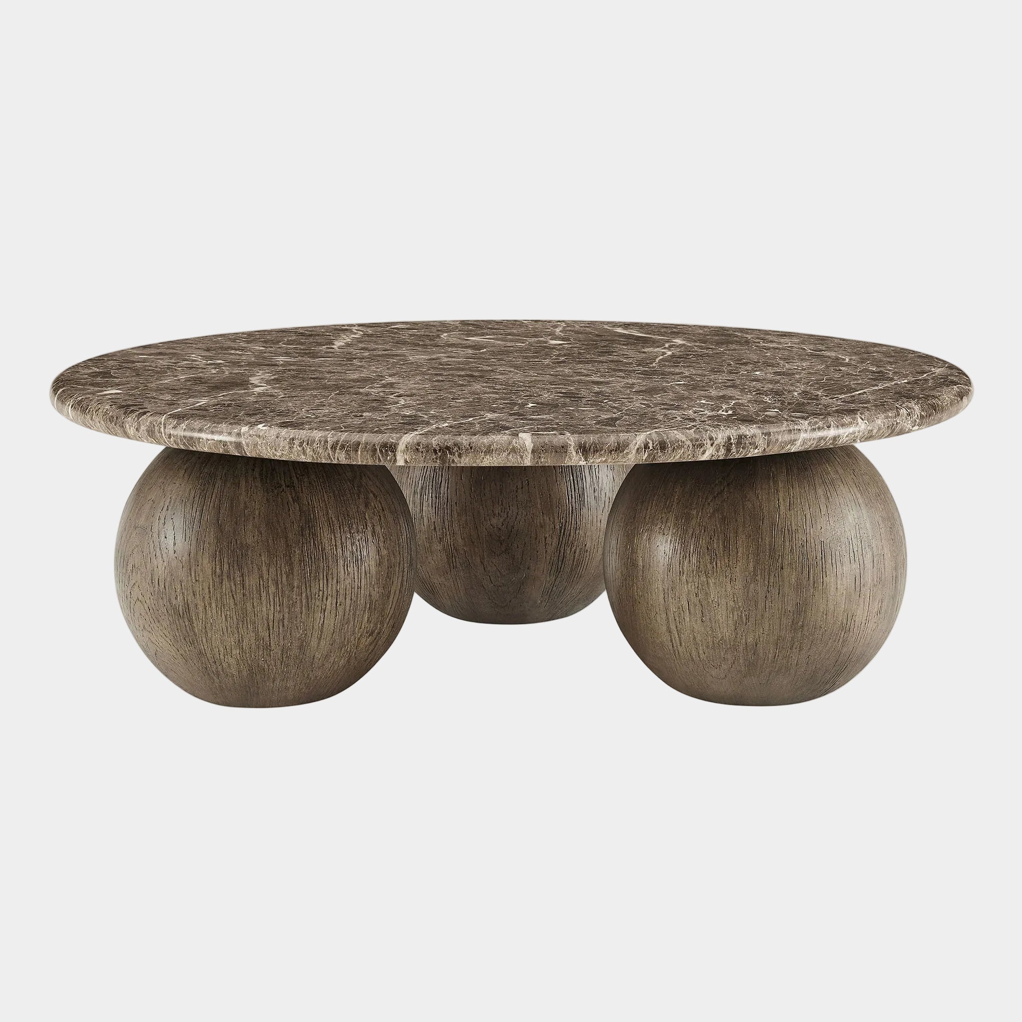 Pietra Indoor Outdoor Round Coffee Table in Dark Emperador Marble