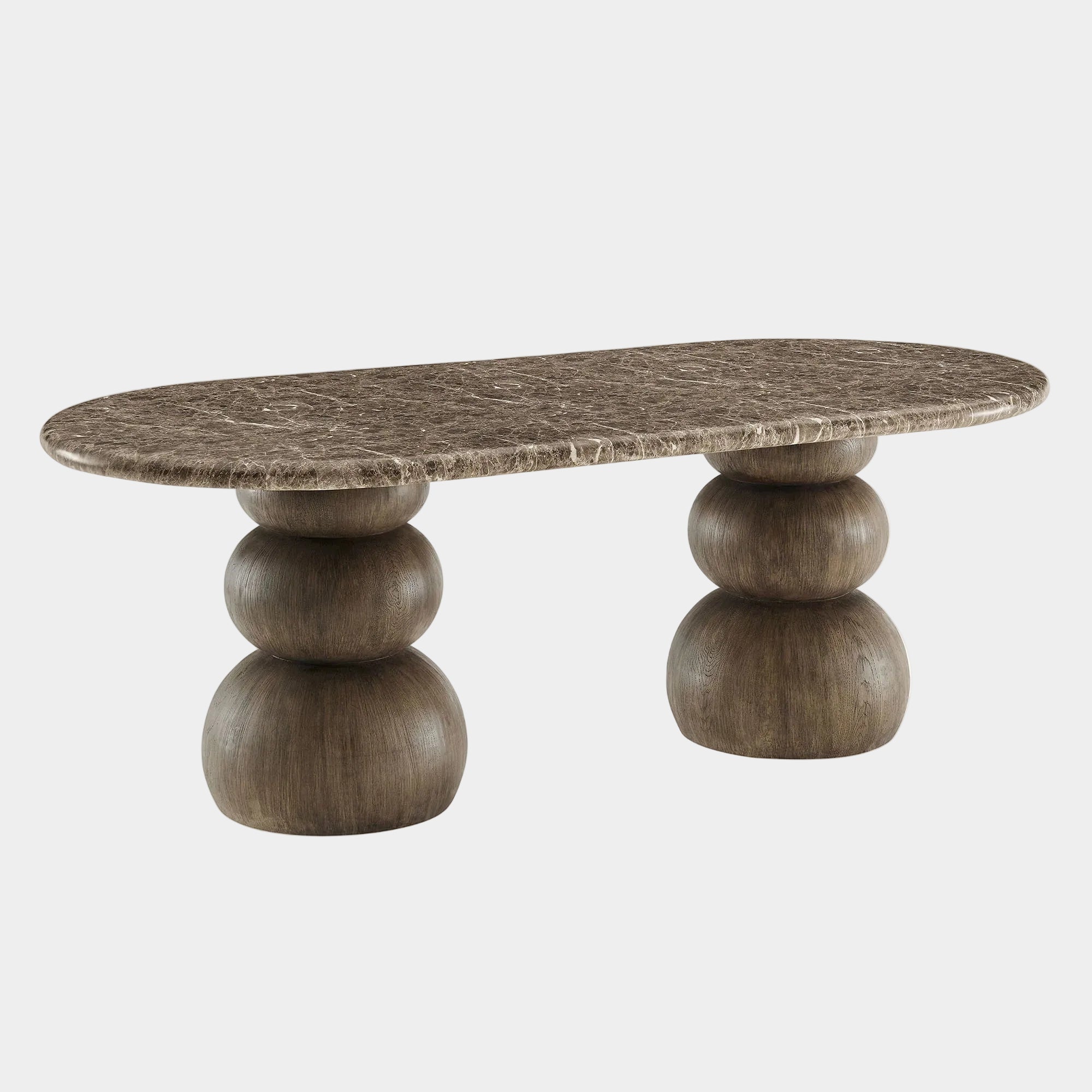 Pietra Indoor Outdoor Oval Dining Table in Dark Emperador Marble