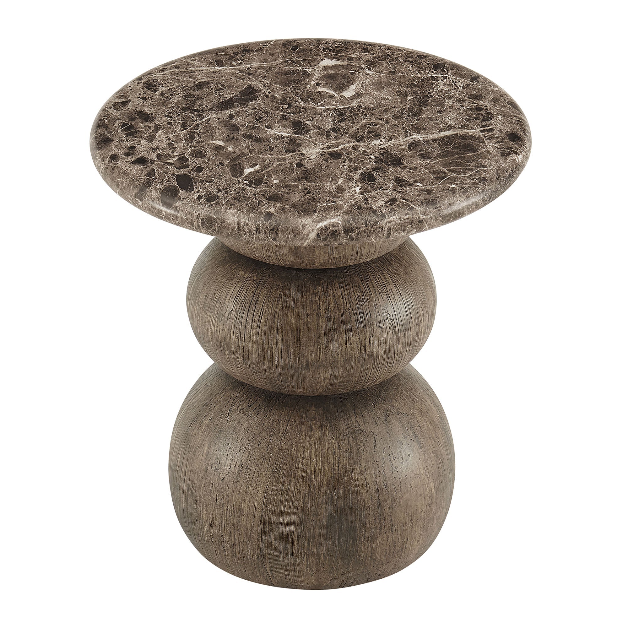 Pietra Indoor Outdoor Round Side Table in Dark Emperador Marble