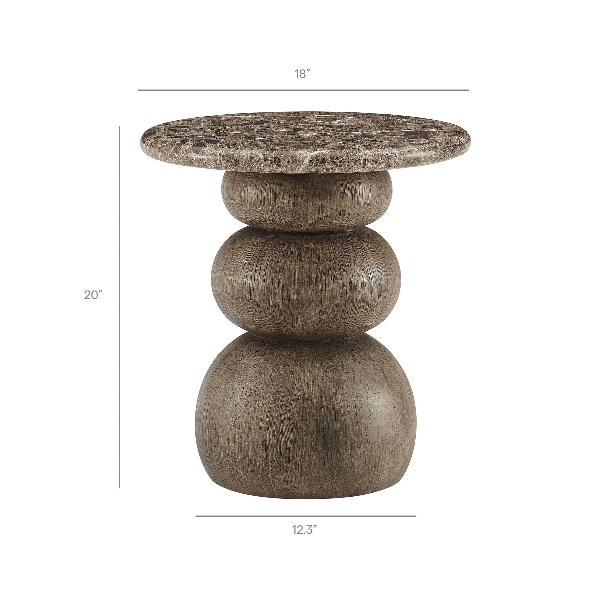 Pietra Indoor Outdoor Round Side Table in Dark Emperador Marble