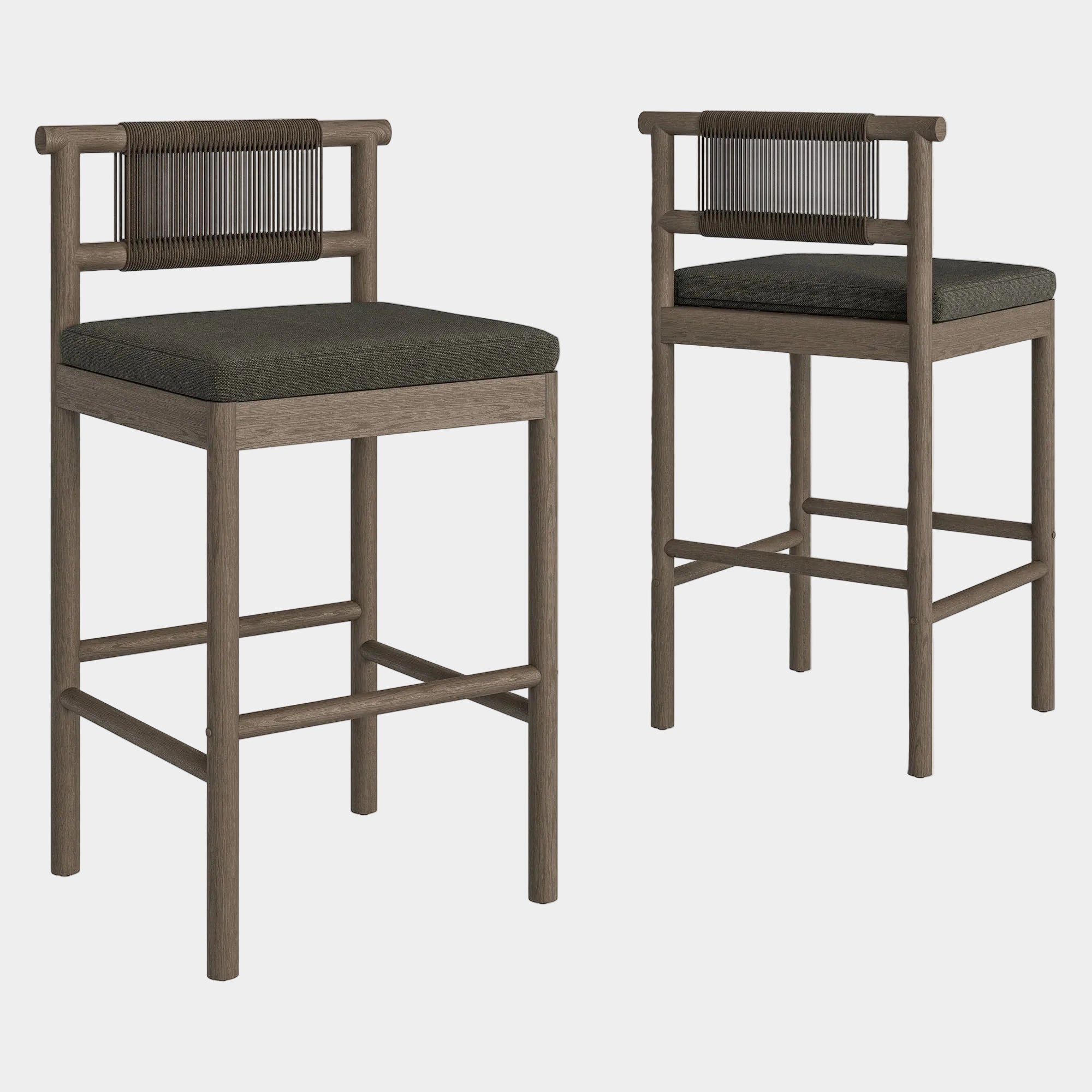 Eleni Outdoor Teak Wood Bar Stools Set of 2