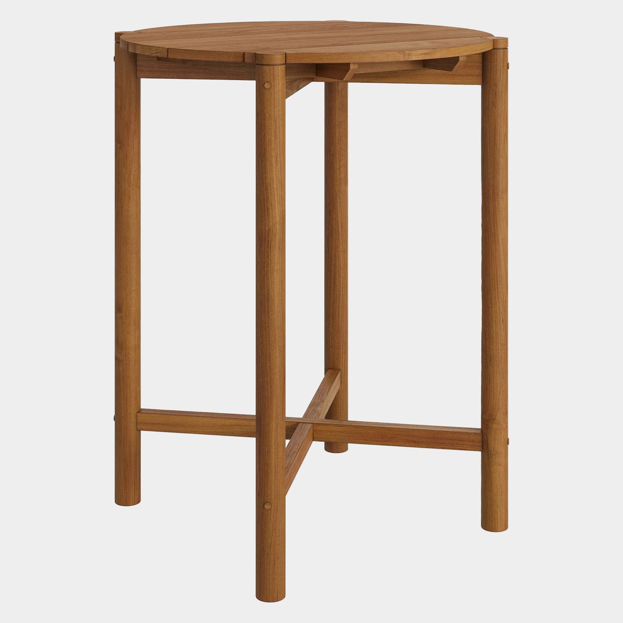 Eleni Round 35 Inch Outdoor Teak Wood Round Bar Table