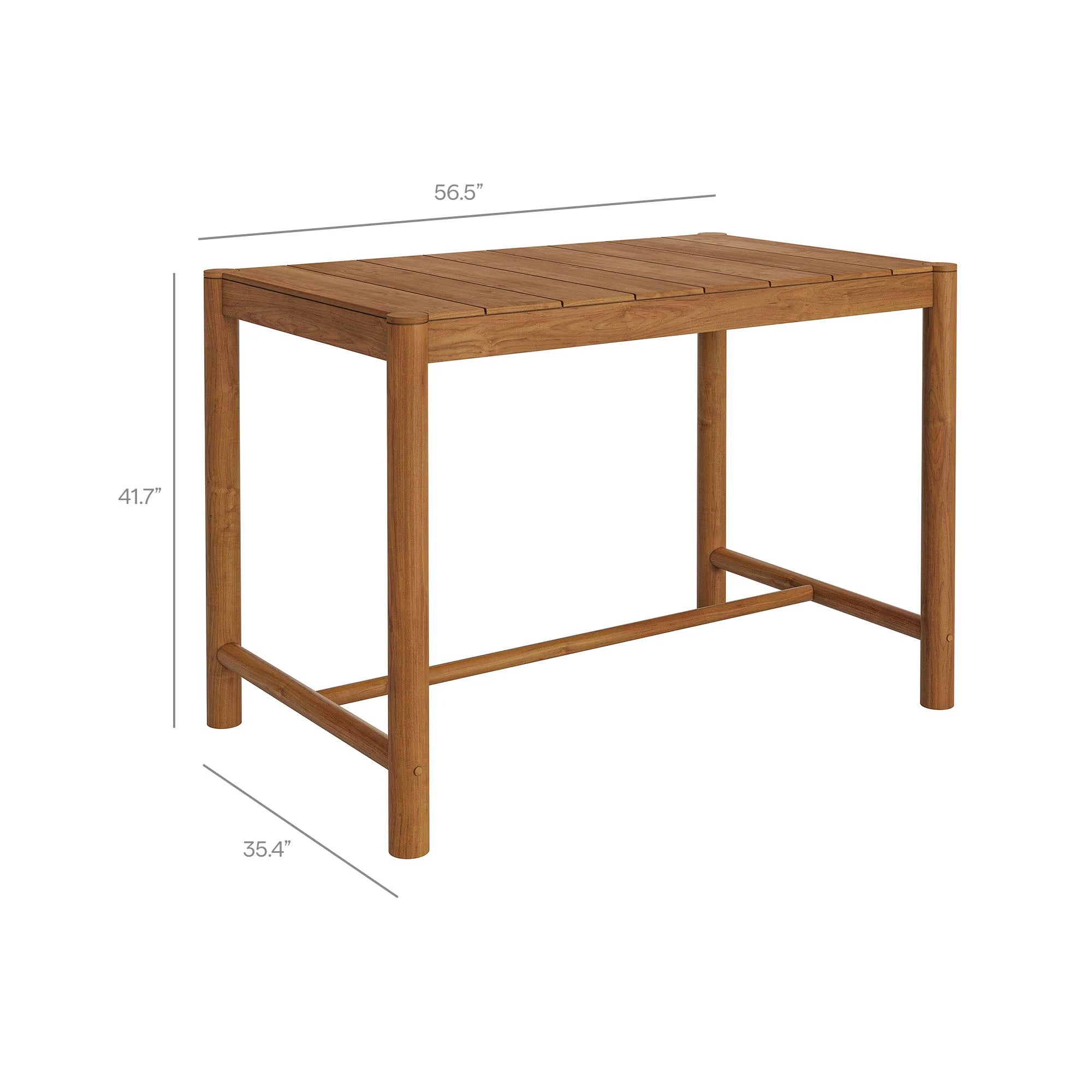 Eleni Rectangle 56-Inch Outdoor Teak Wood Rectangular Bar Table
