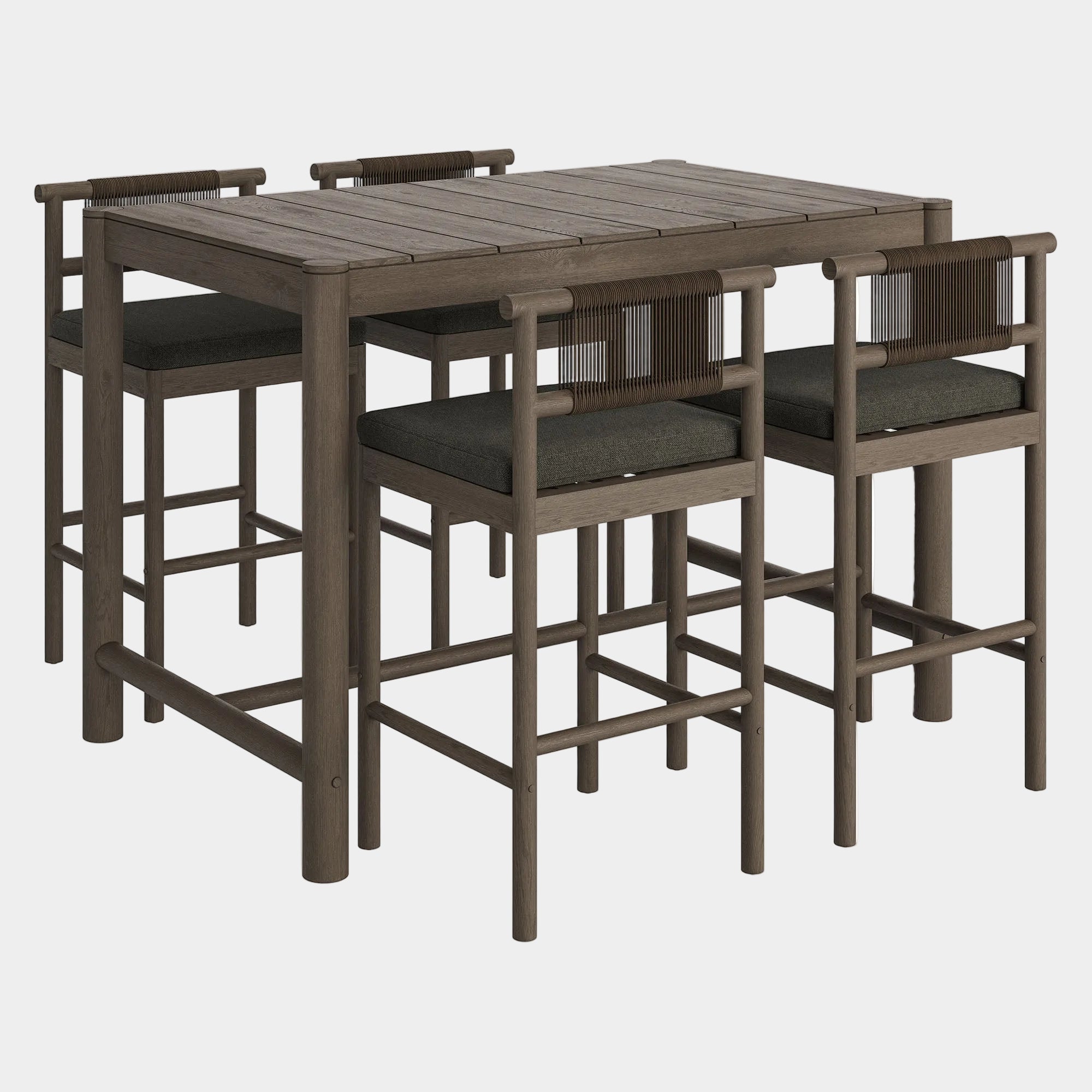 Eleni 5-Piece Outdoor Teak Wood Bar Set