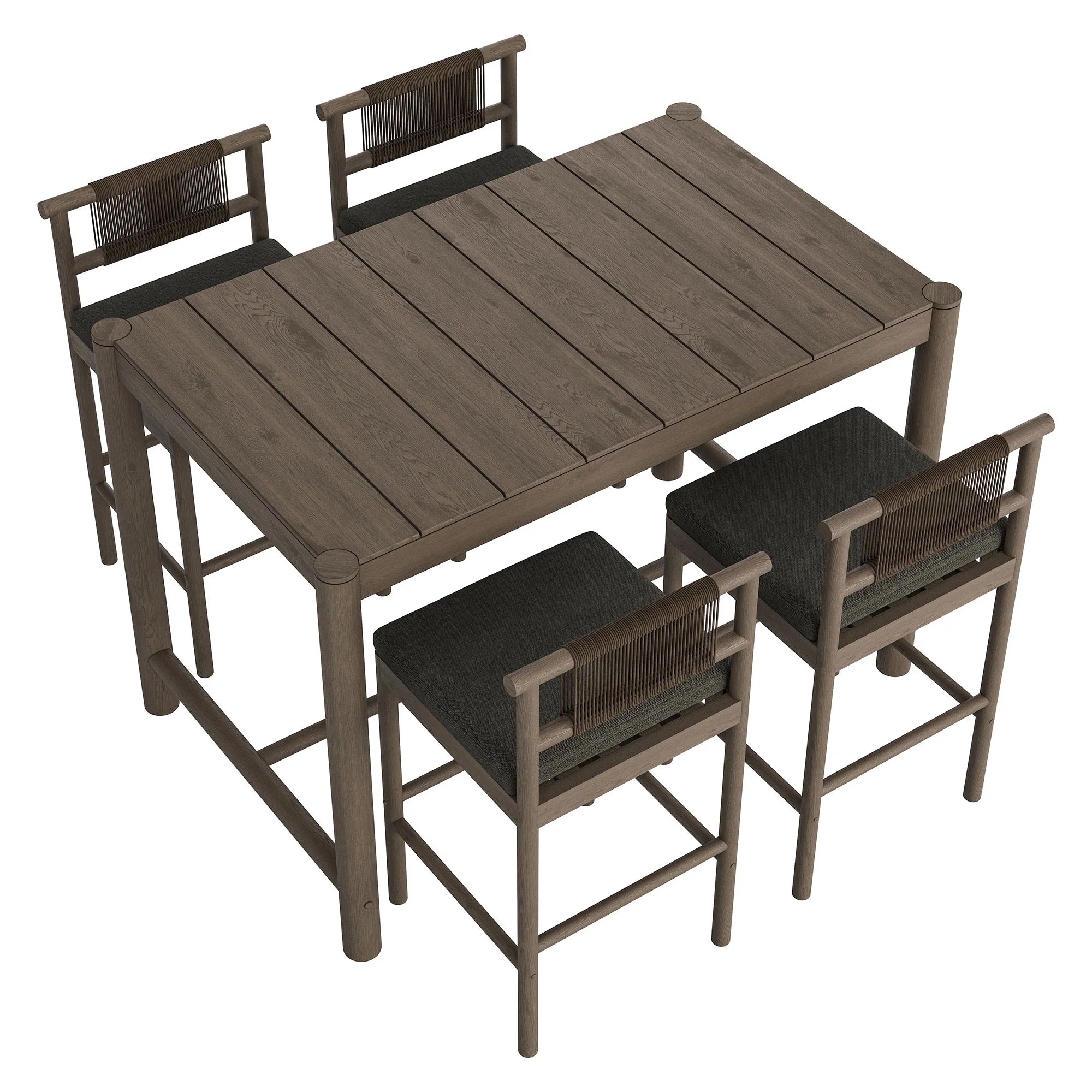 Eleni 5-Piece Outdoor Teak Wood Bar Set